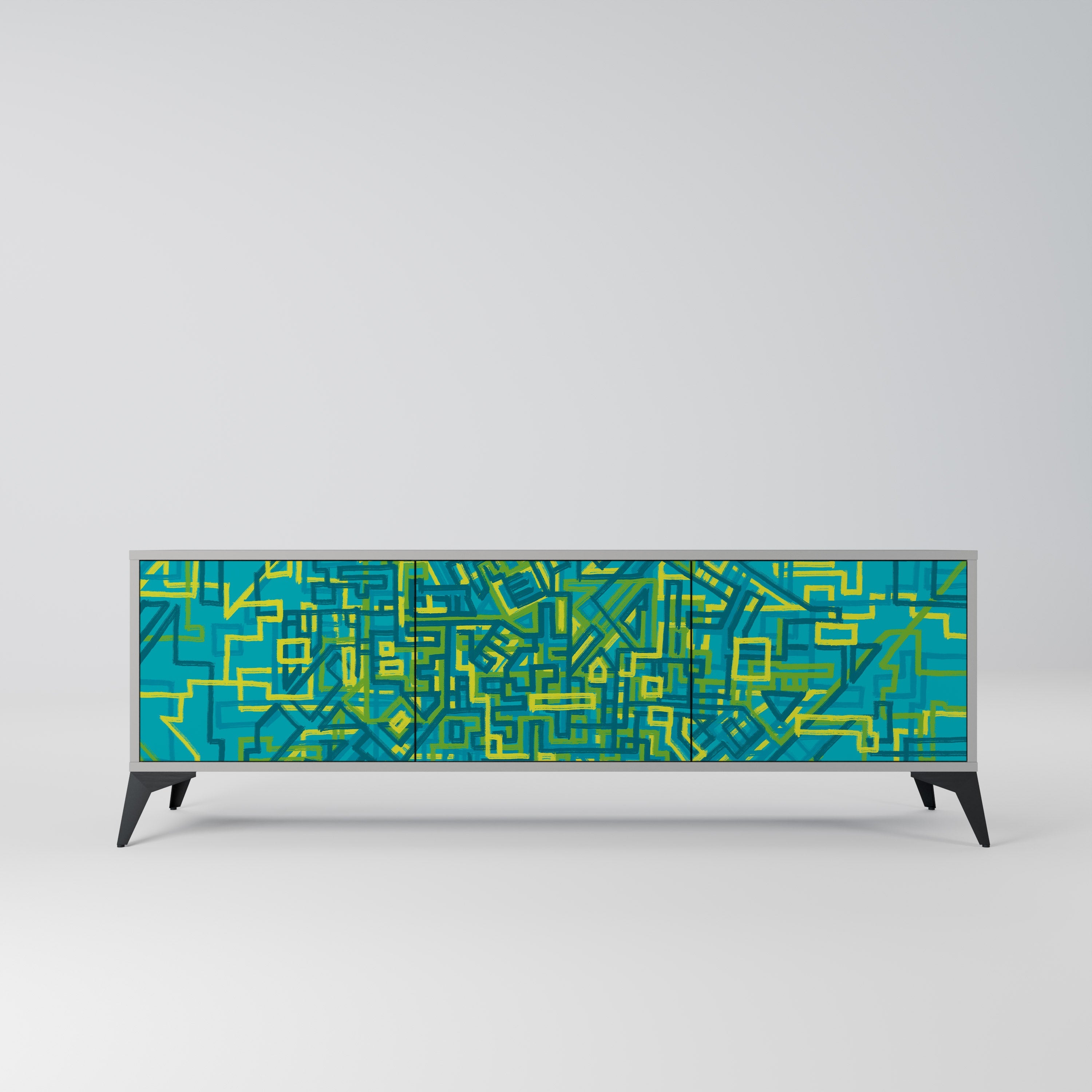 Meuble TV 3 portes NOSTALGIC MEMORIES finition grise