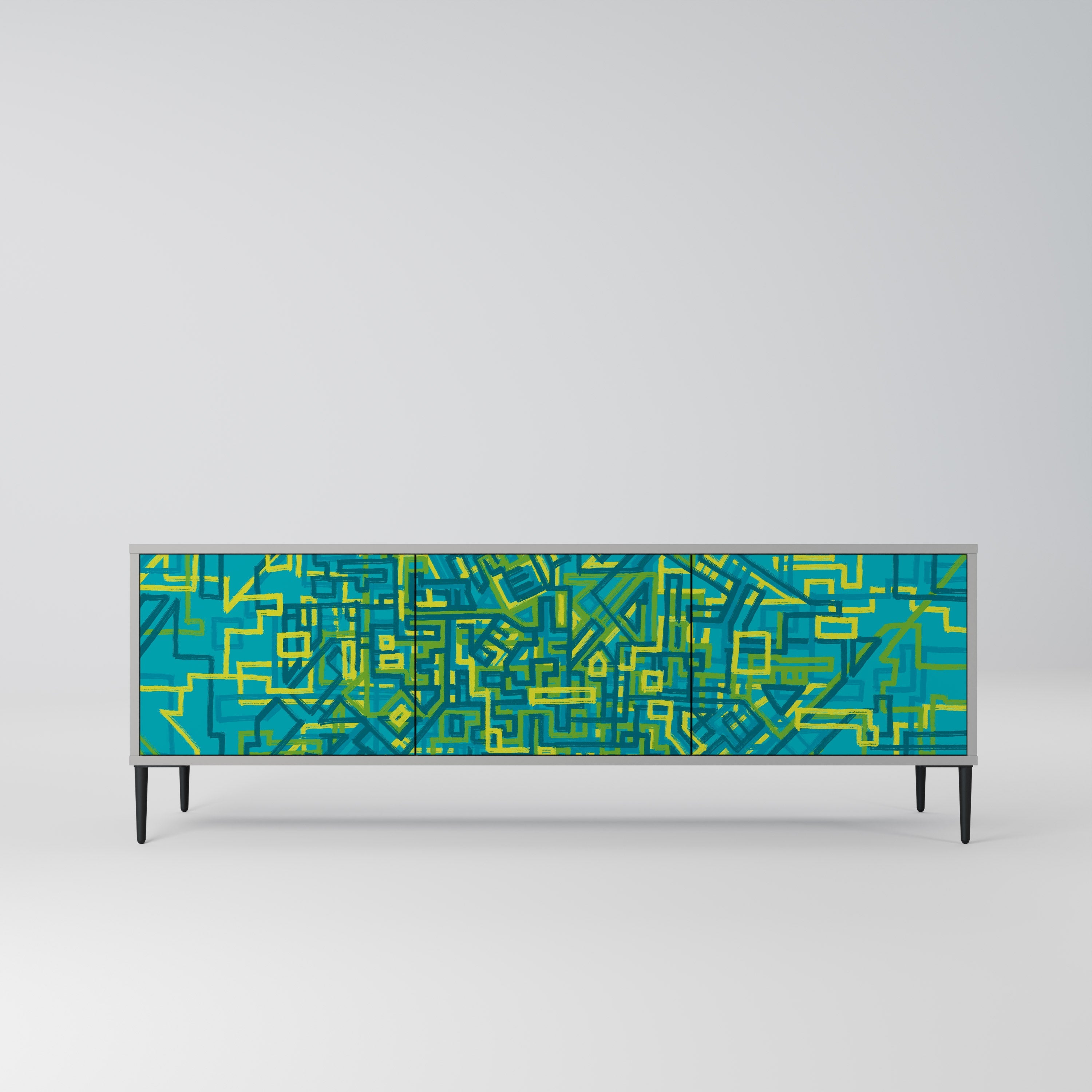 Meuble TV 3 portes NOSTALGIC MEMORIES finition grise