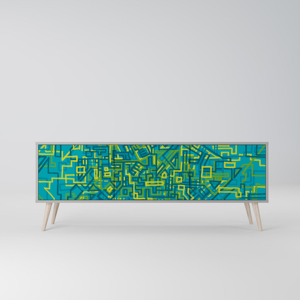 Meuble TV 3 portes NOSTALGIC MEMORIES finition grise