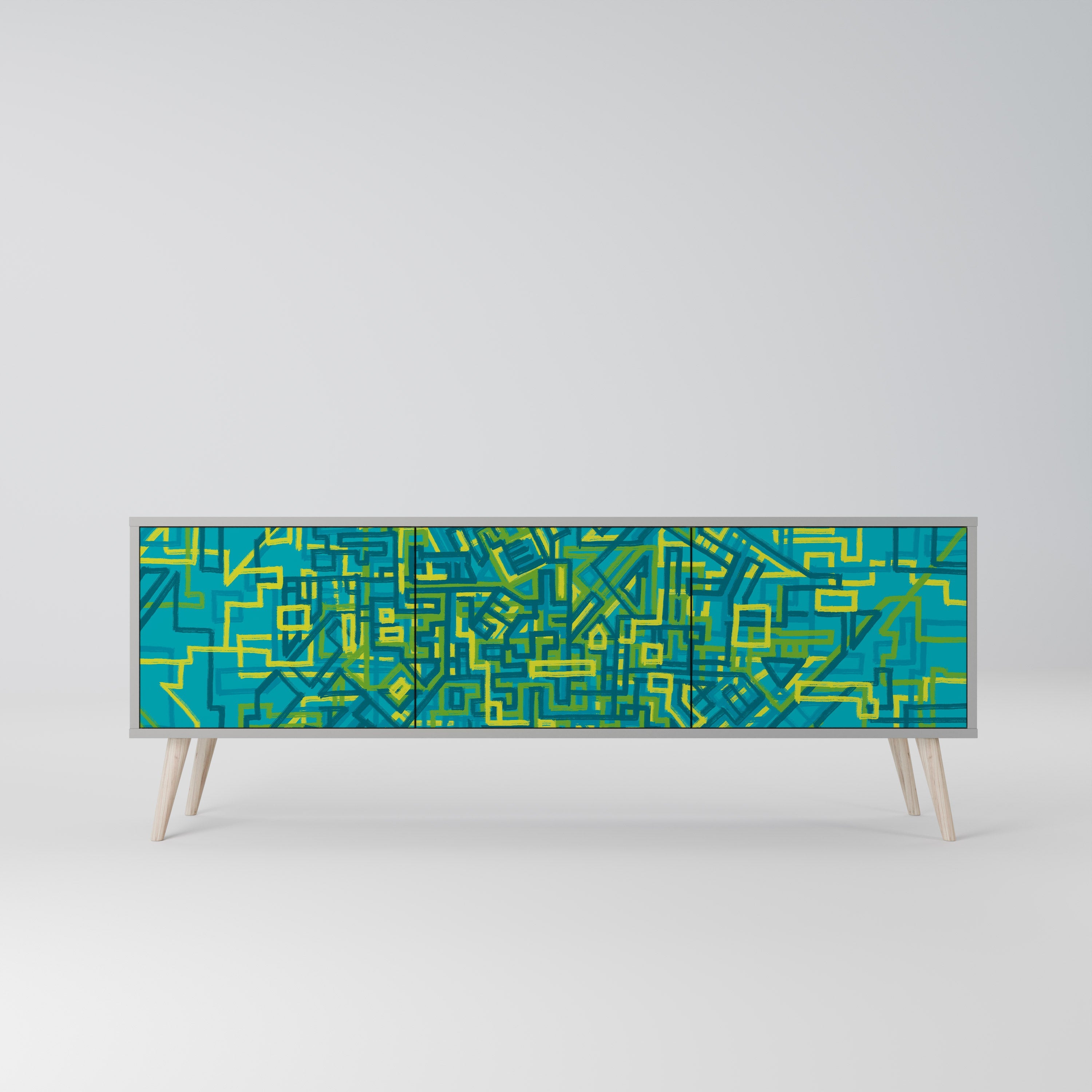 Meuble TV 3 portes NOSTALGIC MEMORIES finition grise