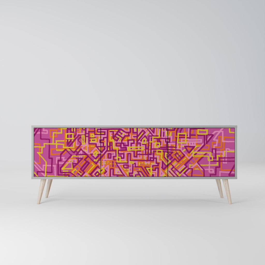 Meuble TV 3 portes LOVELY MEMORIES en finition grise