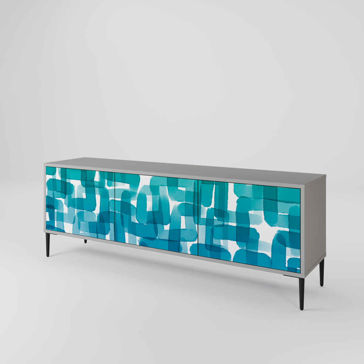 TURQUOISE RECTANGLES 3-Door TV Cabinet