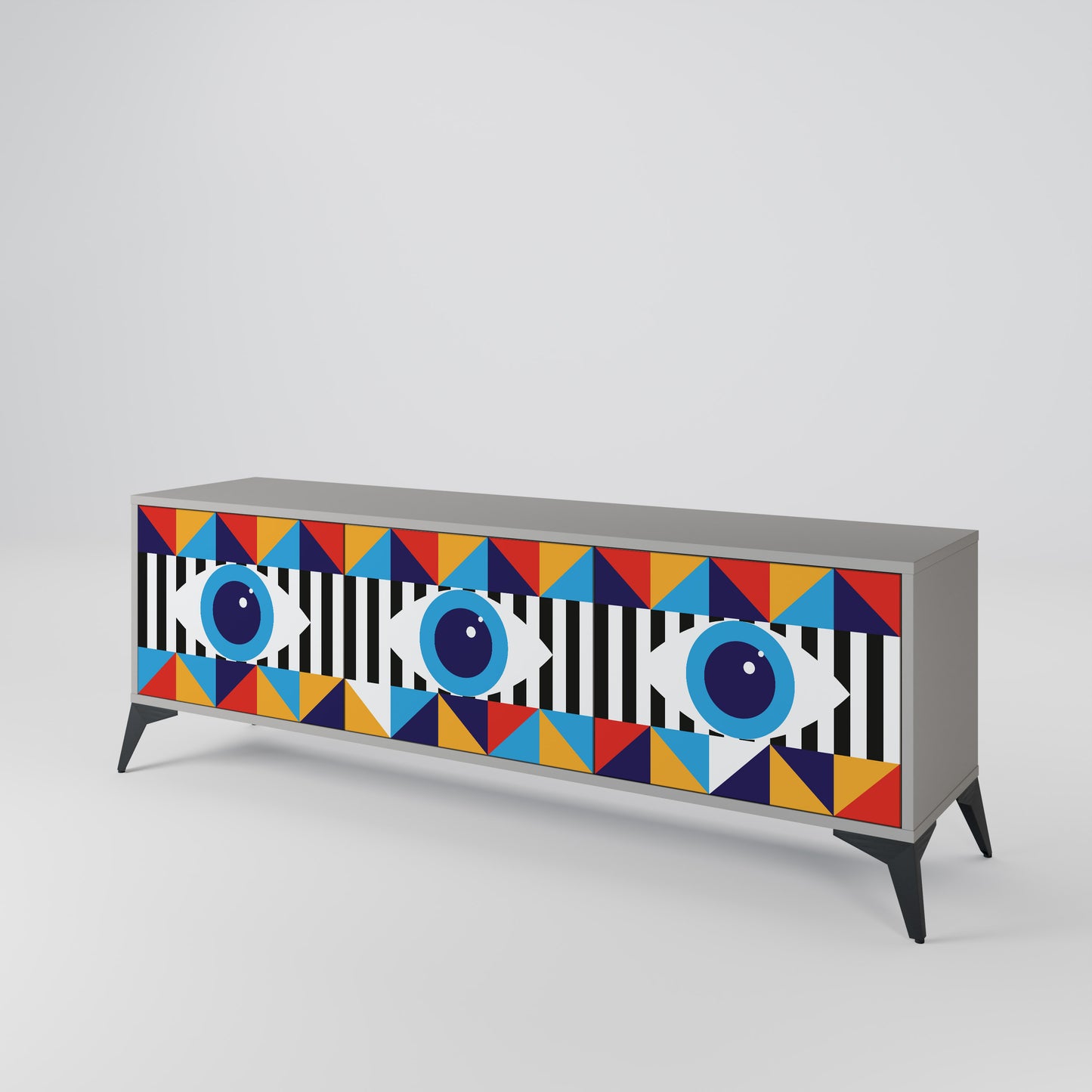 ABSTRACTION AND GEOMETRY 3-Door TV Cabinet