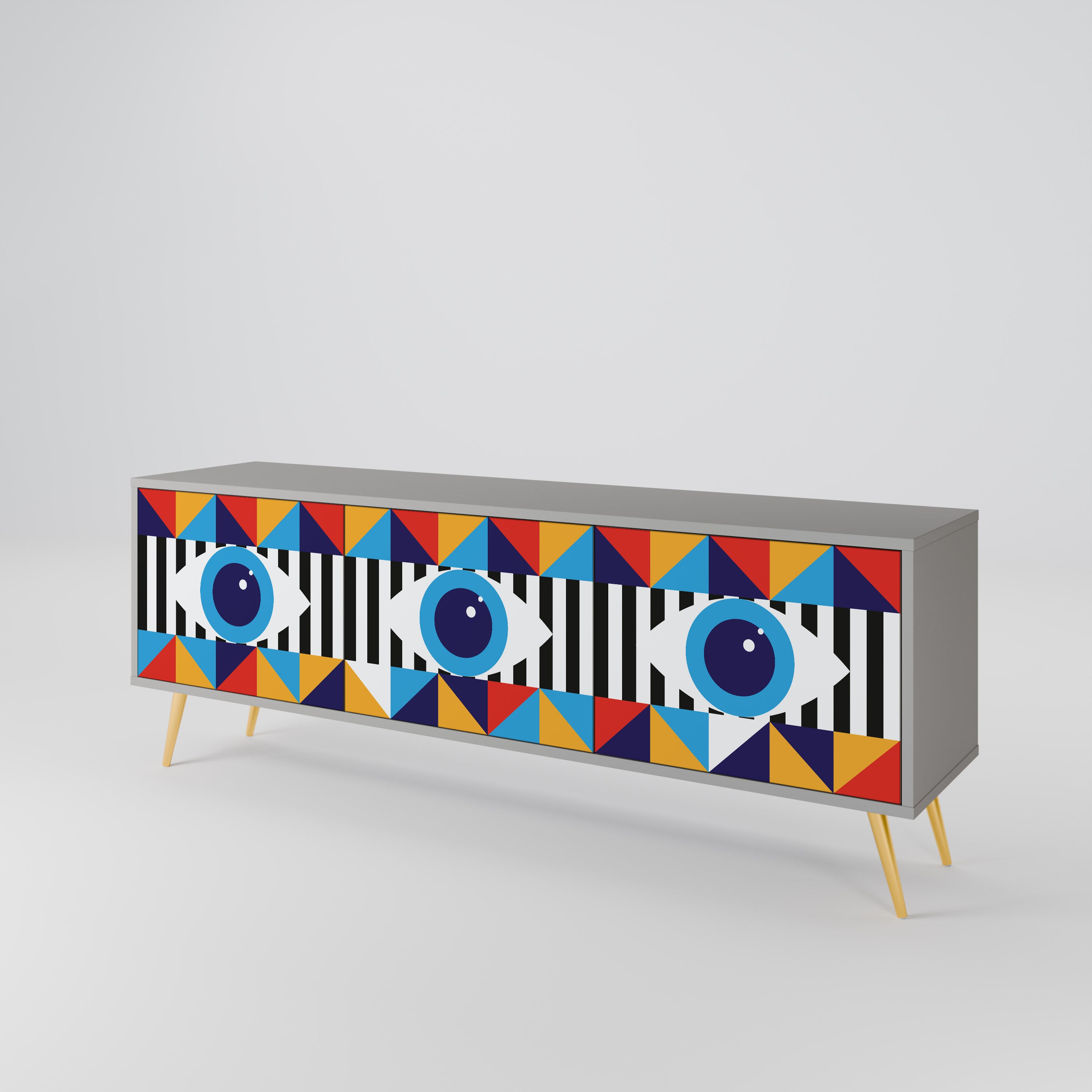 ABSTRACTION AND GEOMETRY 3-Door TV Cabinet