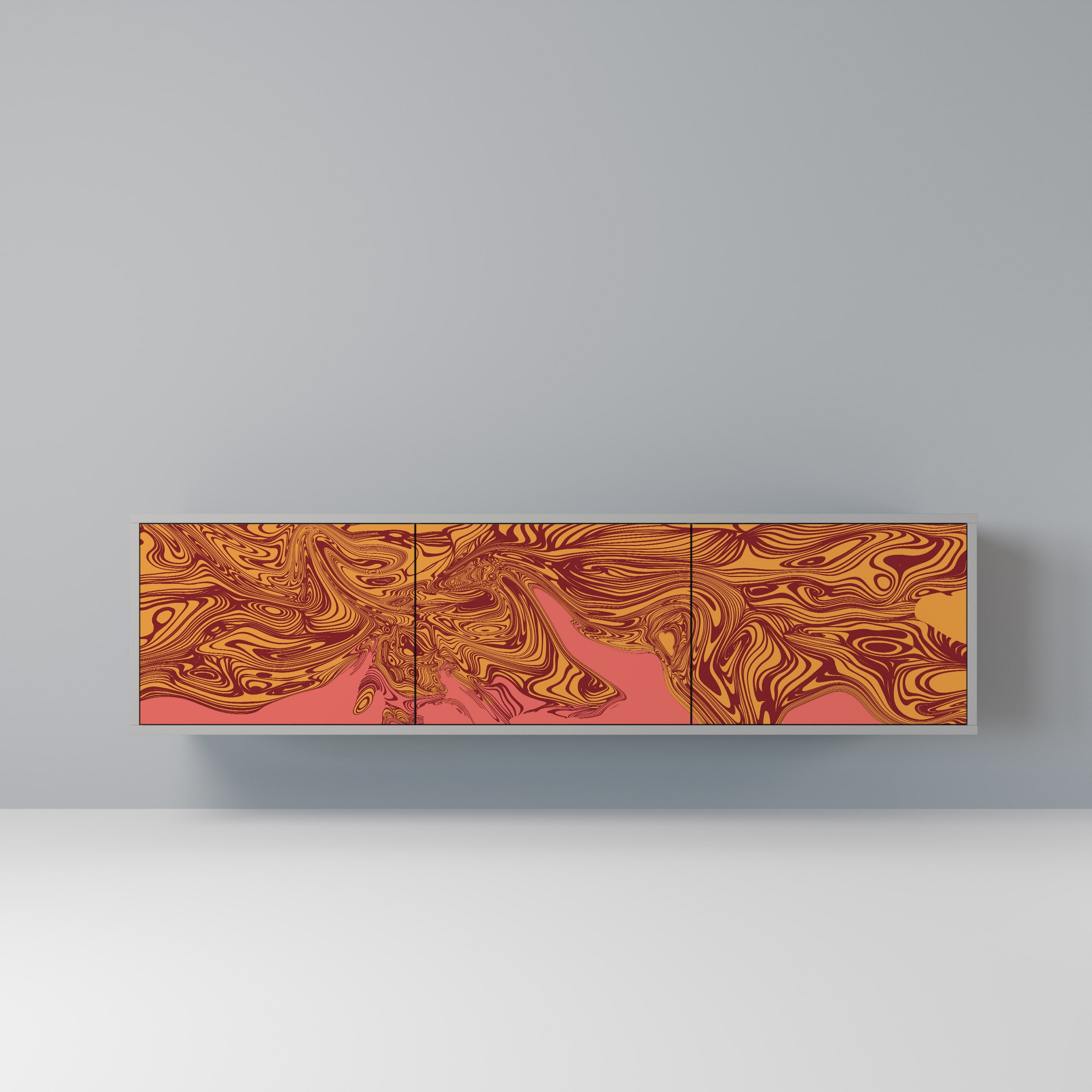 Meuble TV 3 portes FLOATING THOUGHTS, finition grise