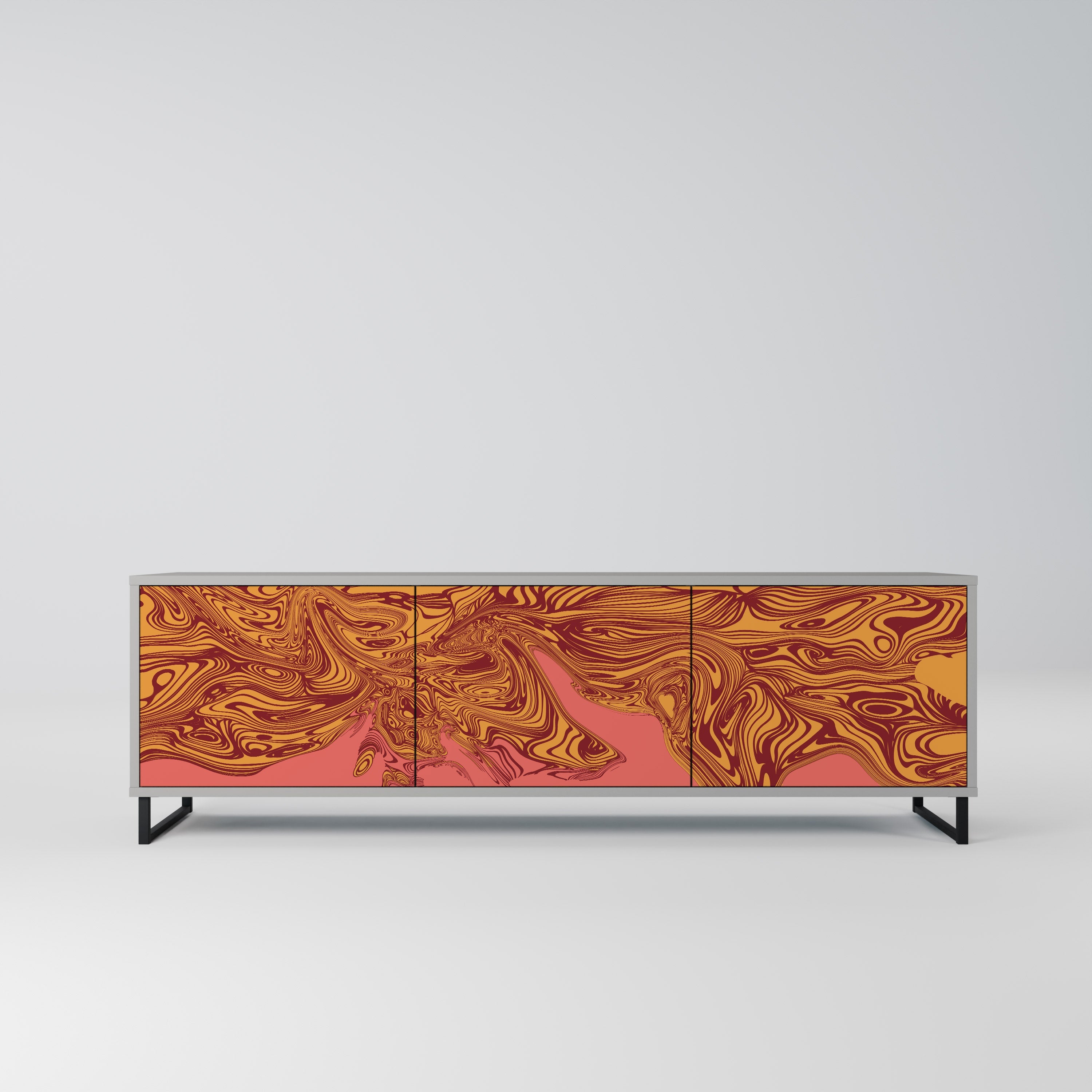 Meuble TV 3 portes FLOATING THOUGHTS, finition grise