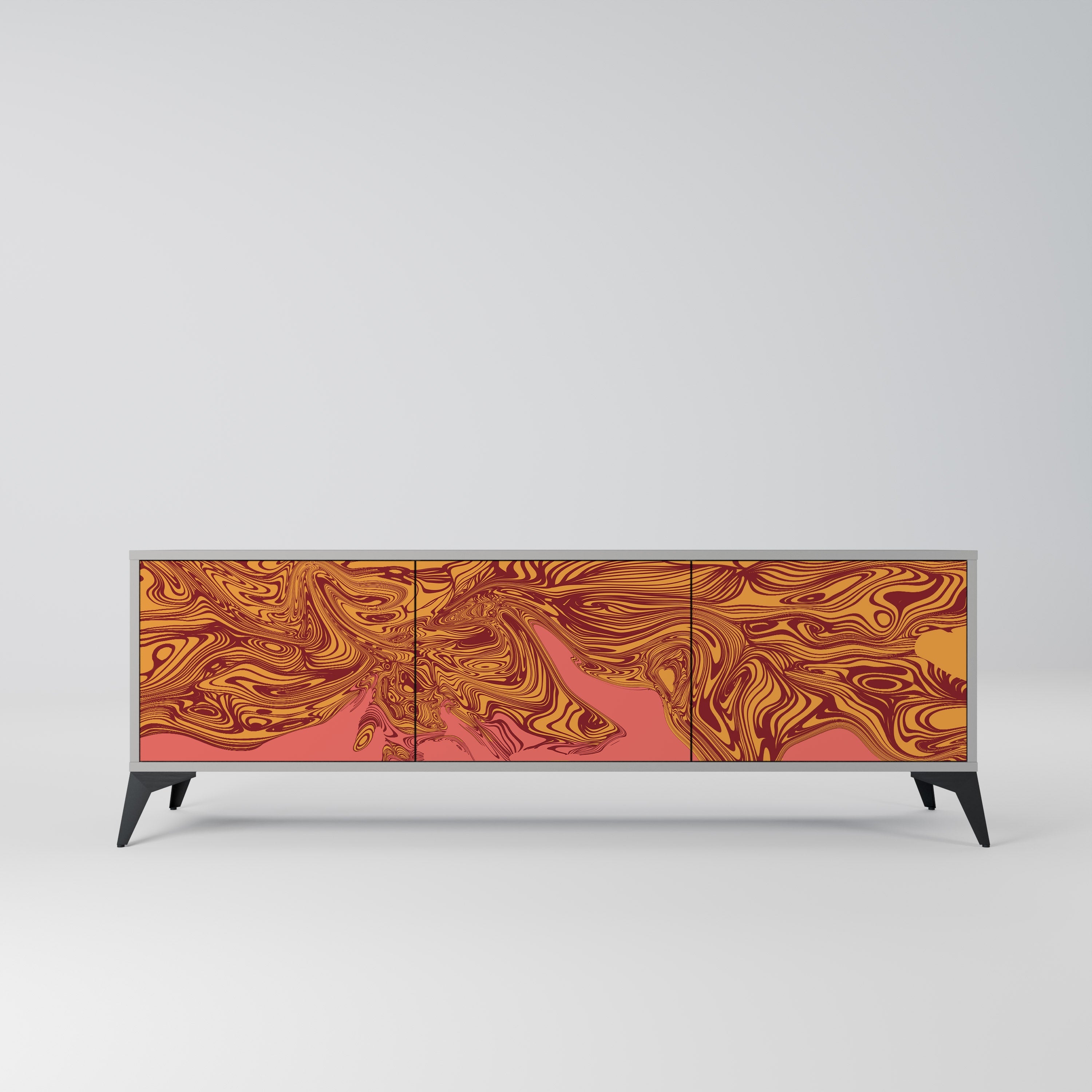 Meuble TV 3 portes FLOATING THOUGHTS, finition grise