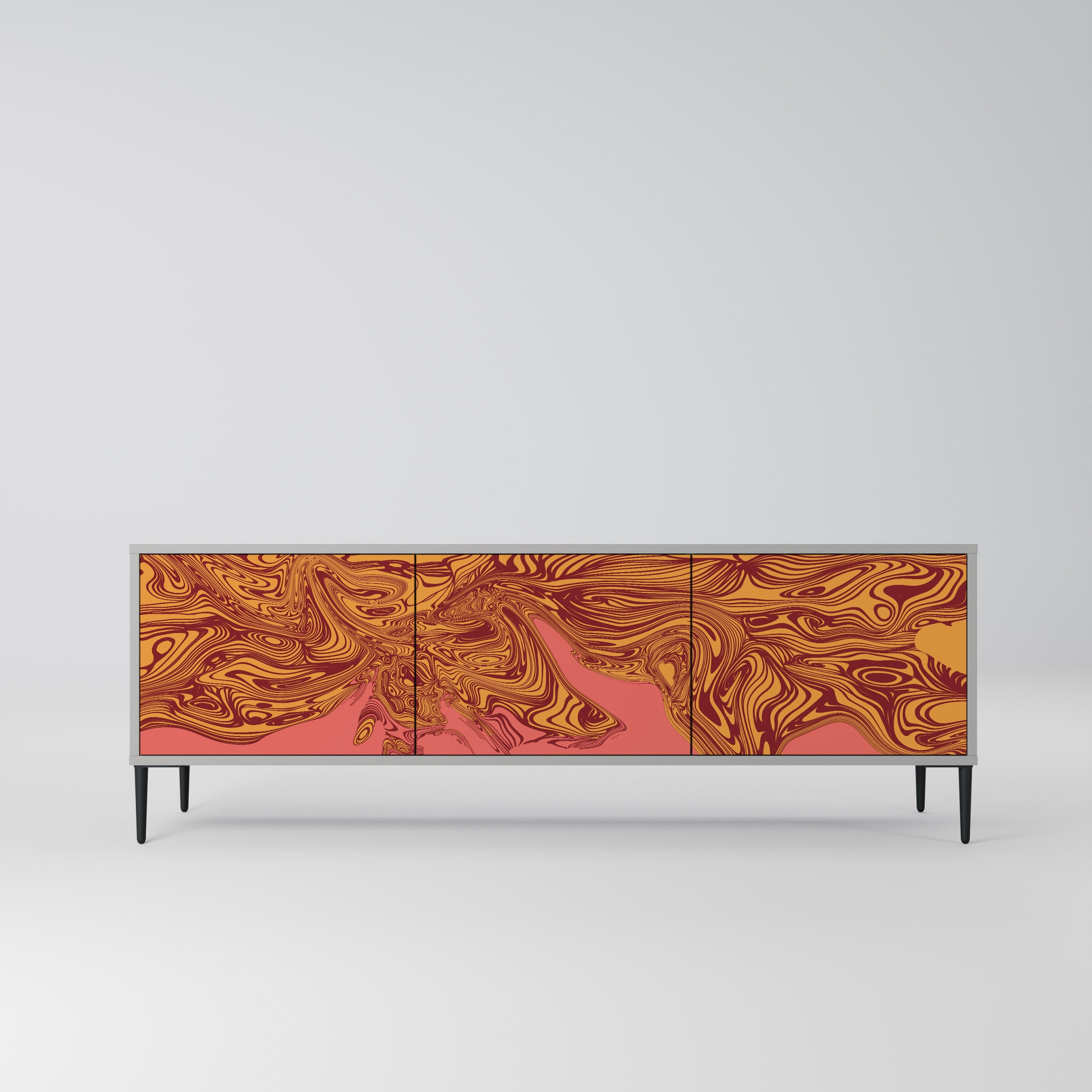 Meuble TV 3 portes FLOATING THOUGHTS, finition grise