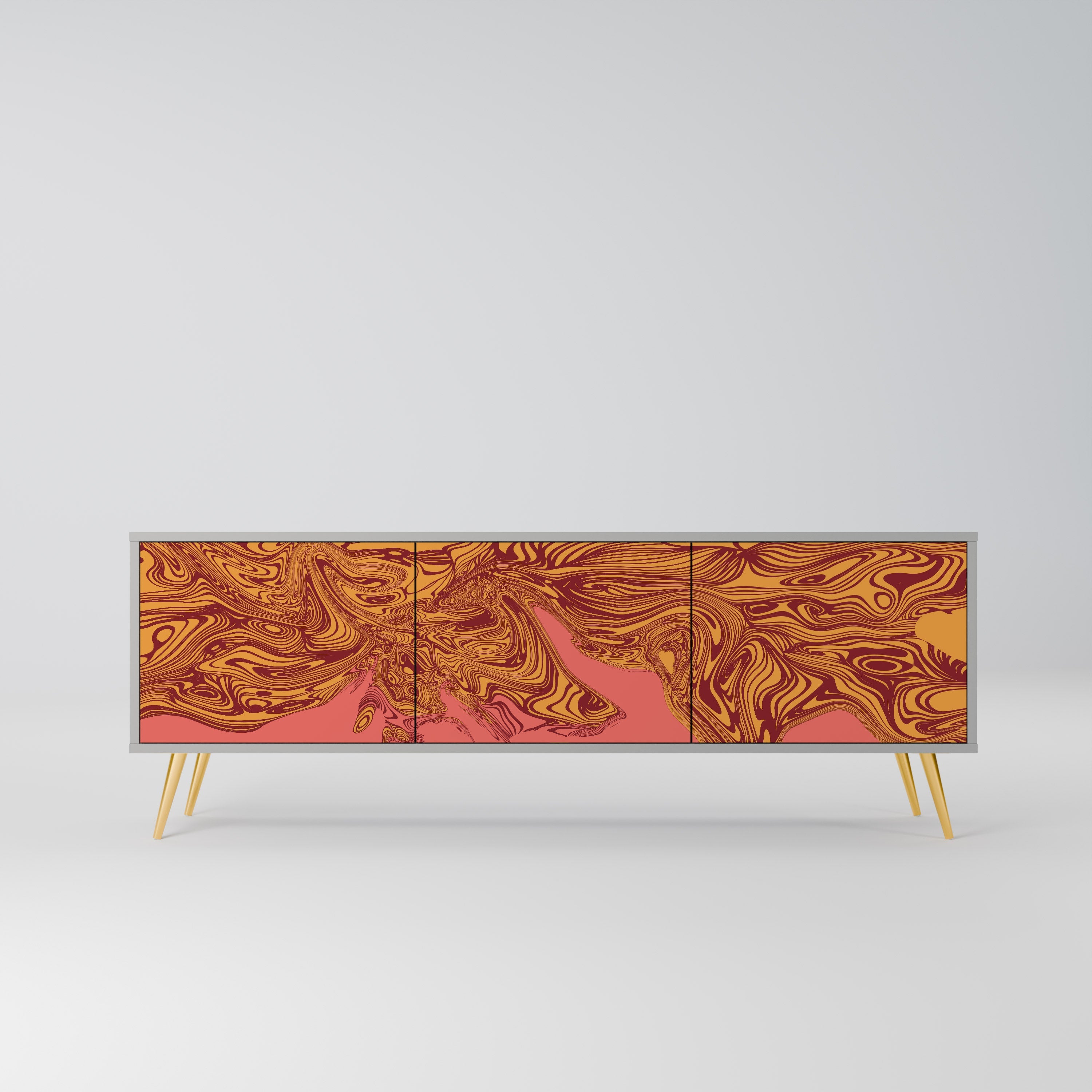 Meuble TV 3 portes FLOATING THOUGHTS, finition grise