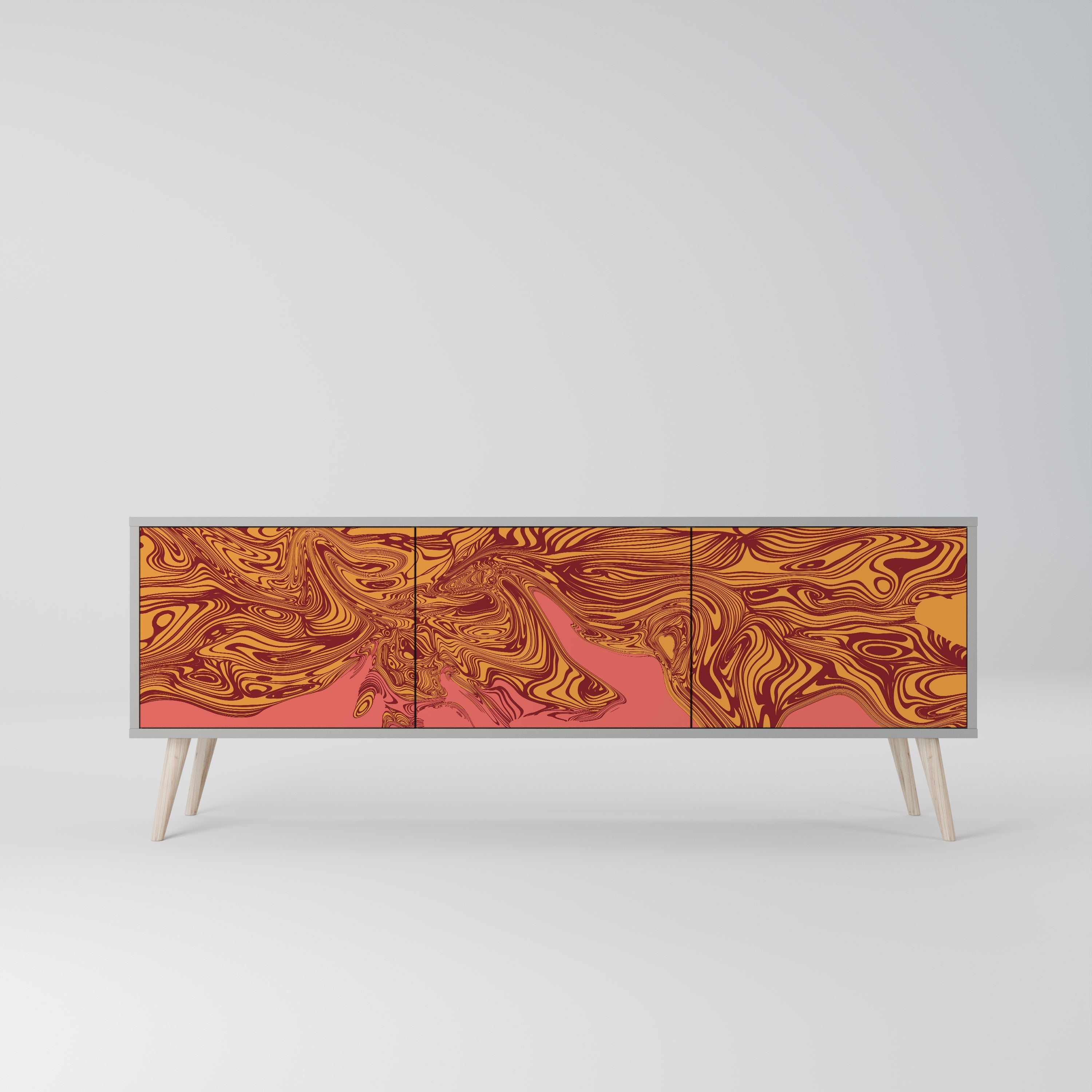 Meuble TV 3 portes FLOATING THOUGHTS, finition grise