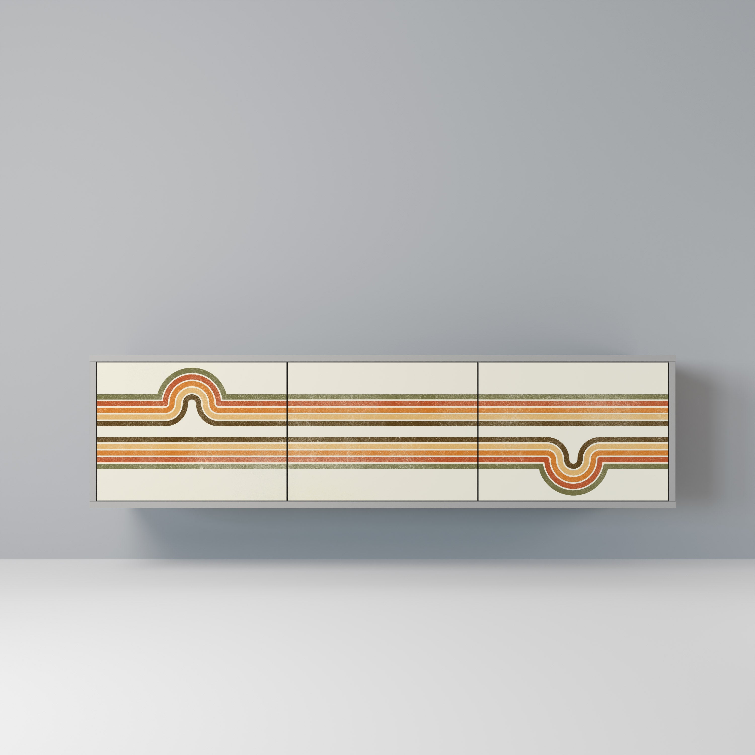 Meuble TV 3 portes EXCEPTIONNEL STREAM en finition grise