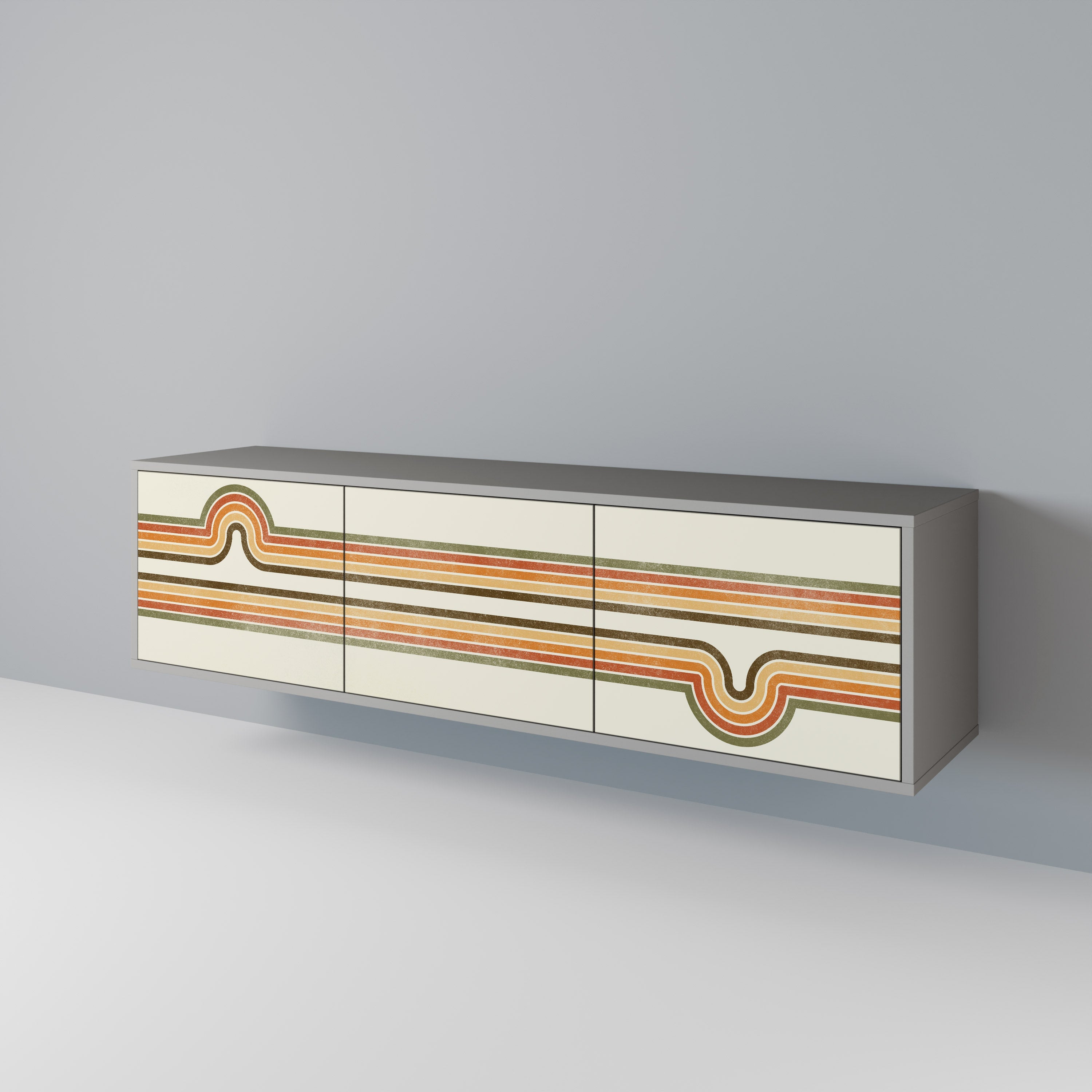 Meuble TV 3 portes EXCEPTIONNEL STREAM en finition grise