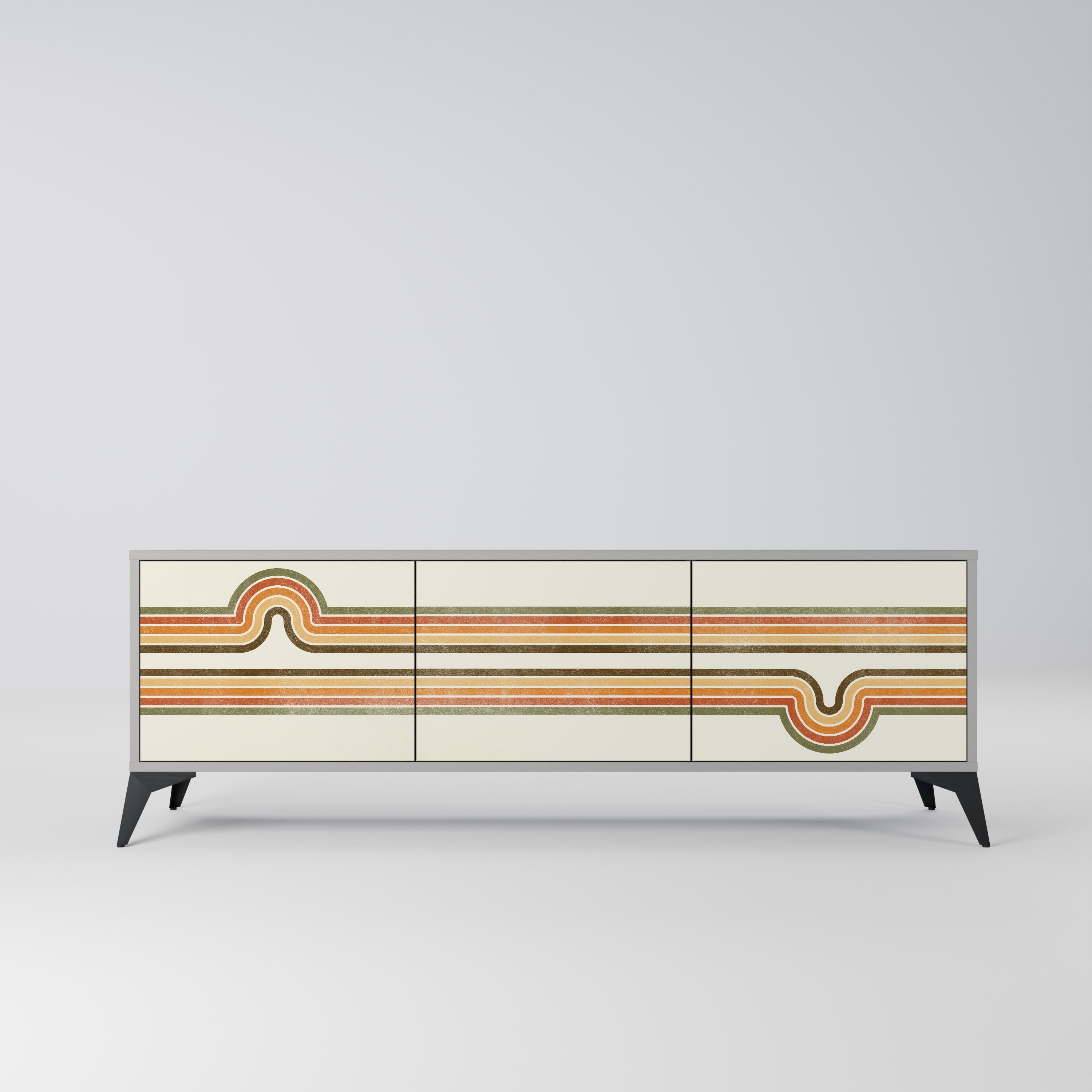 Meuble TV 3 portes EXCEPTIONNEL STREAM en finition grise