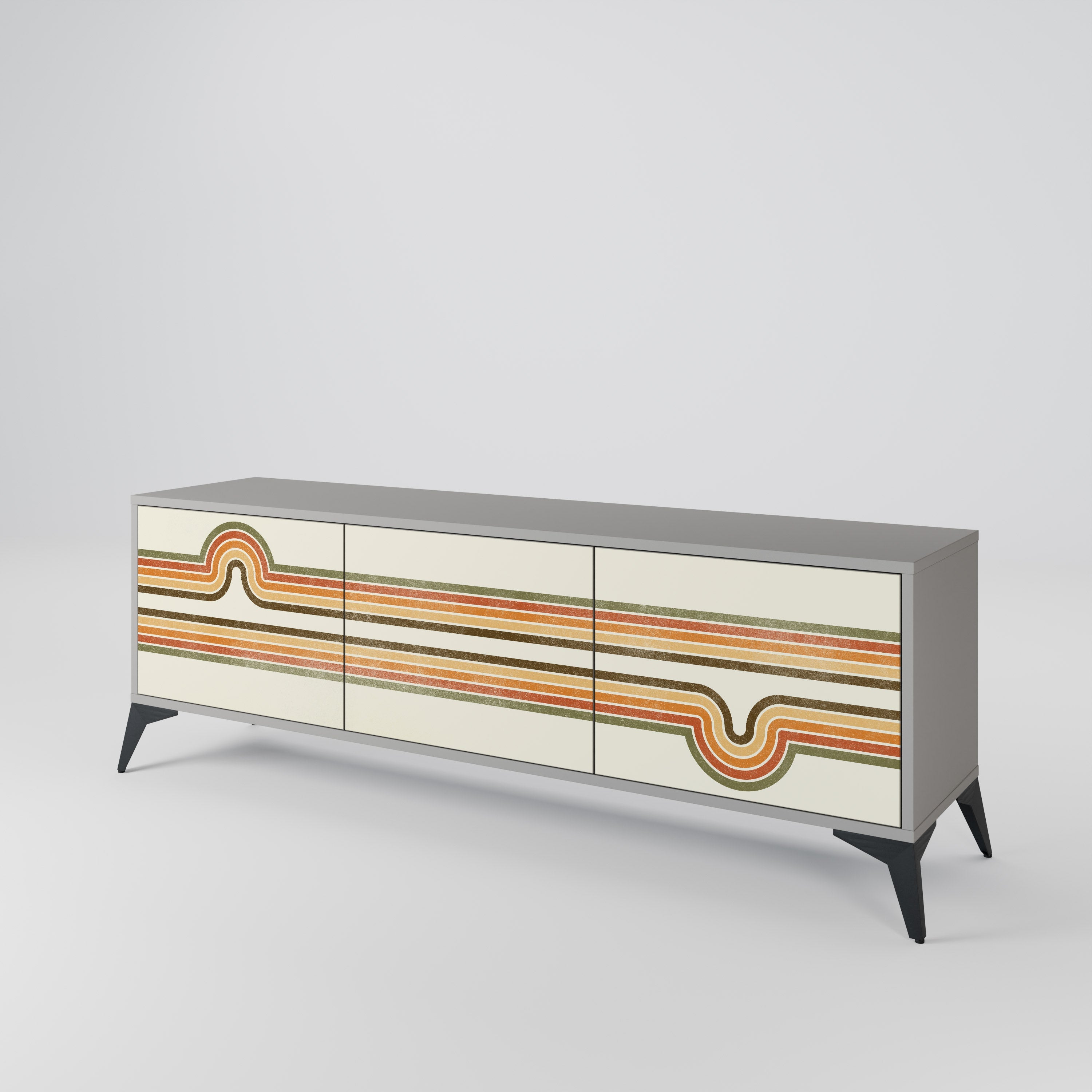 Meuble TV 3 portes EXCEPTIONNEL STREAM en finition grise