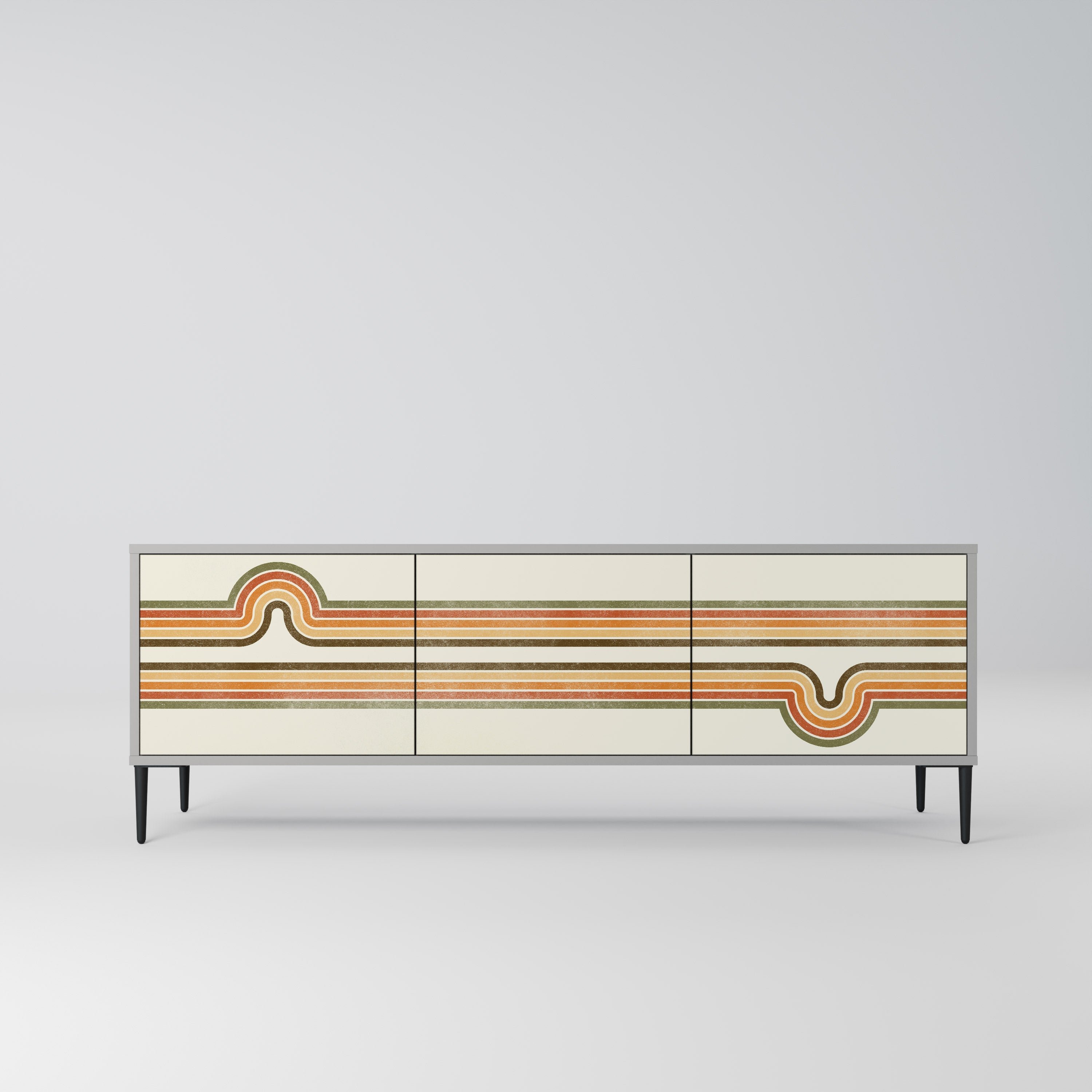 Meuble TV 3 portes EXCEPTIONNEL STREAM en finition grise