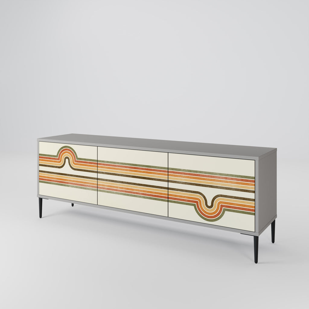 Meuble TV 3 portes EXCEPTIONNEL STREAM en finition grise