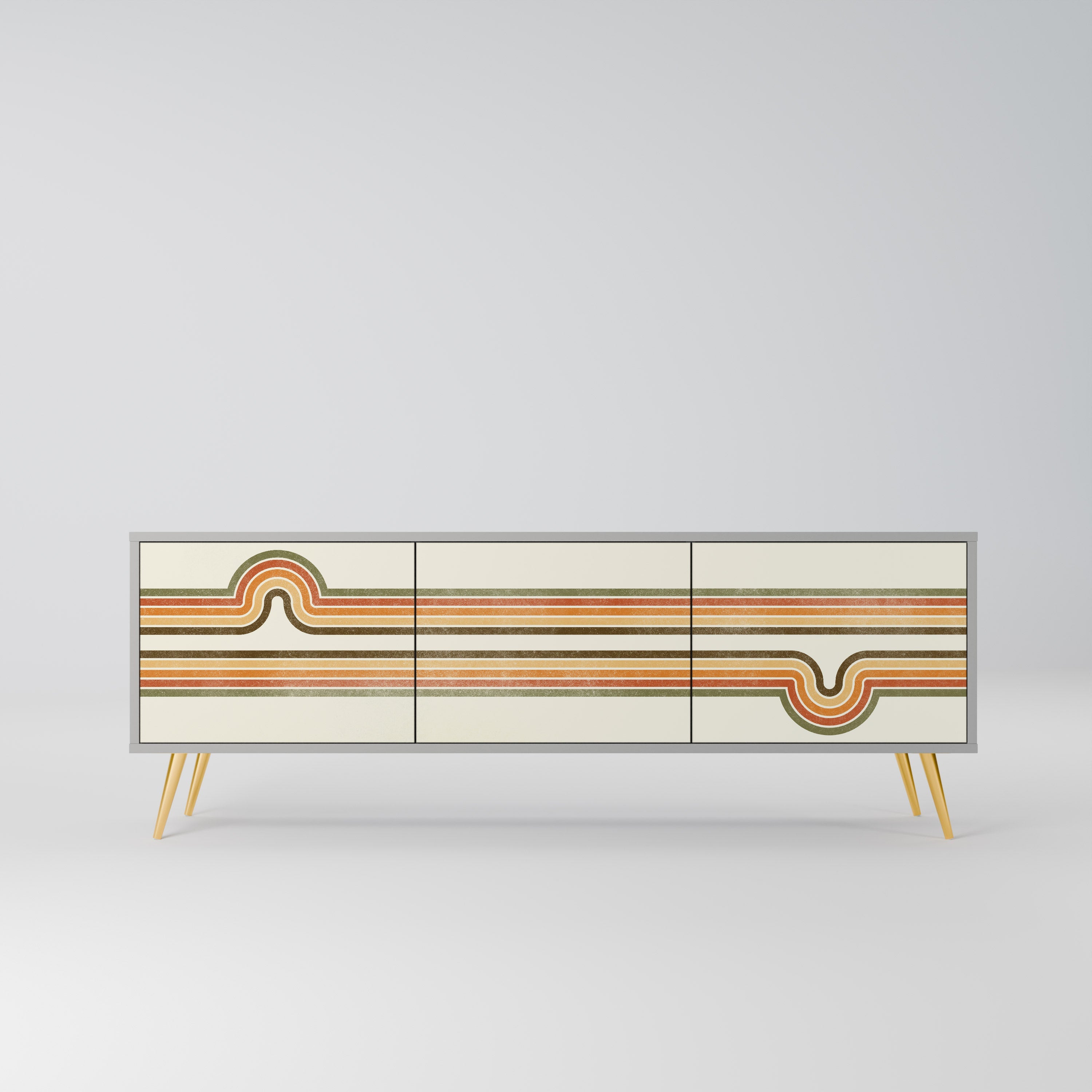 Meuble TV 3 portes EXCEPTIONNEL STREAM en finition grise