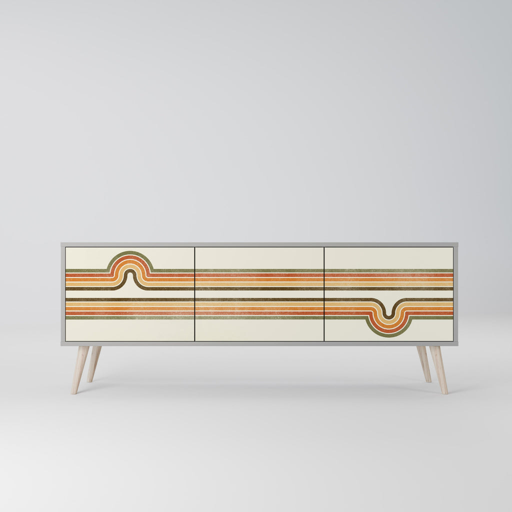 Meuble TV 3 portes EXCEPTIONNEL STREAM en finition grise