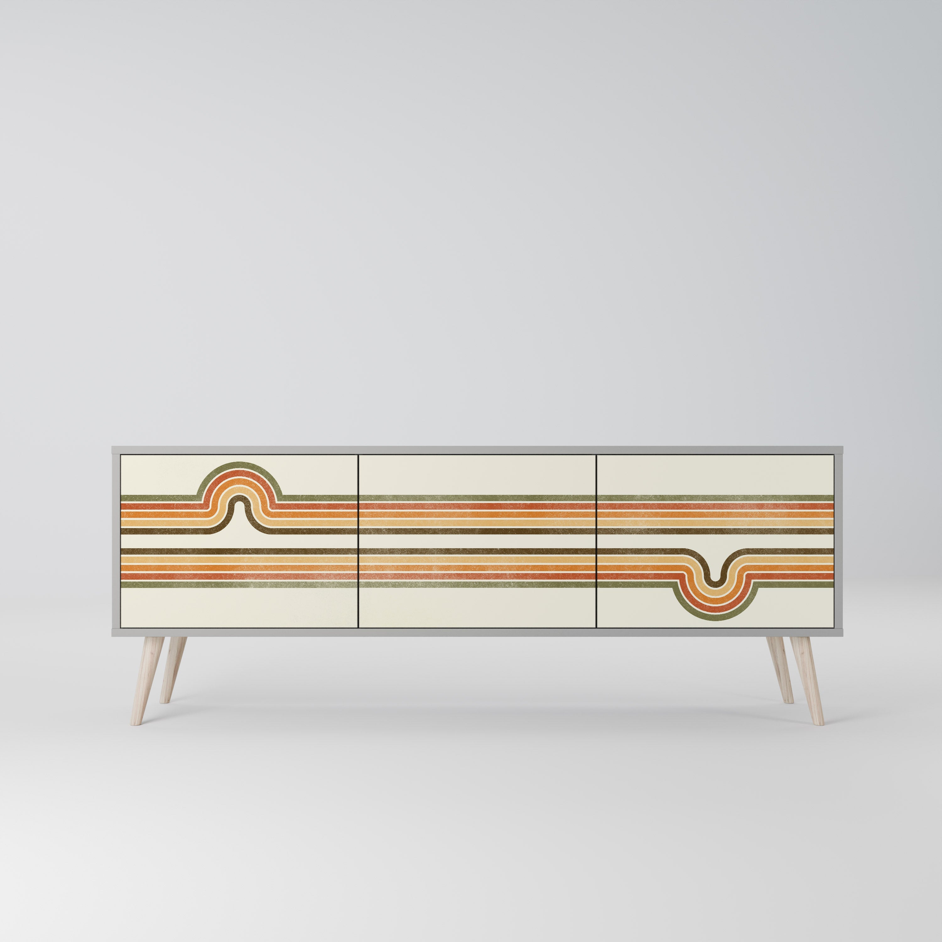 Meuble TV 3 portes EXCEPTIONNEL STREAM en finition grise