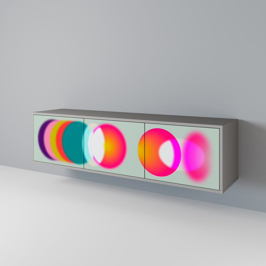 Meuble TV 3 portes SYMPHONY OF COLORS, finition grise