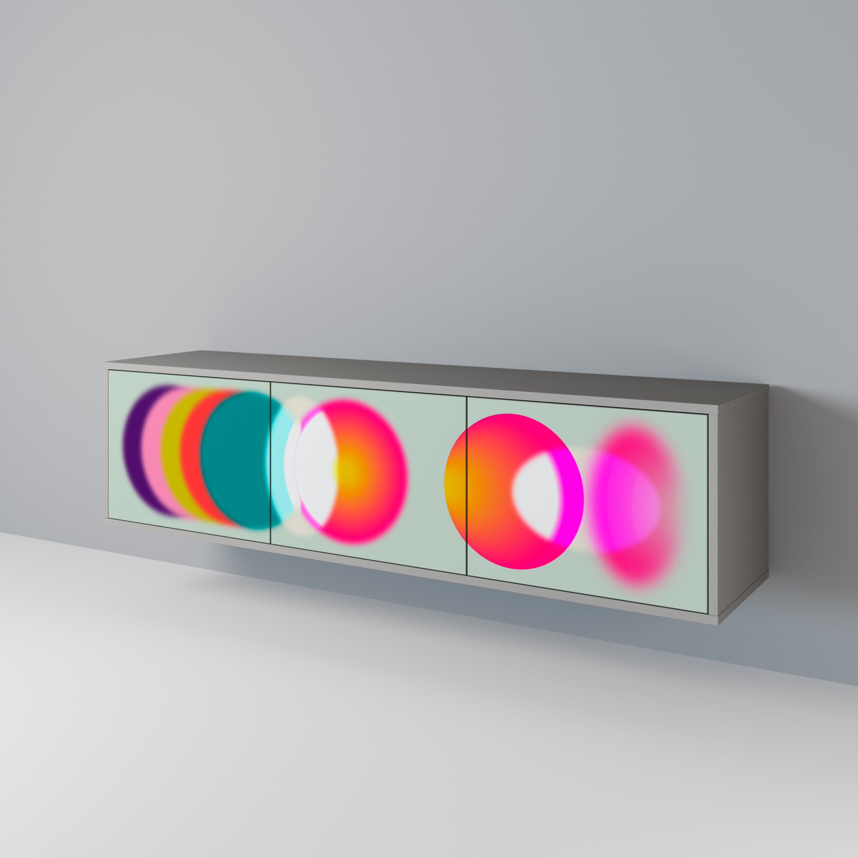 Meuble TV 3 portes SYMPHONY OF COLORS, finition grise