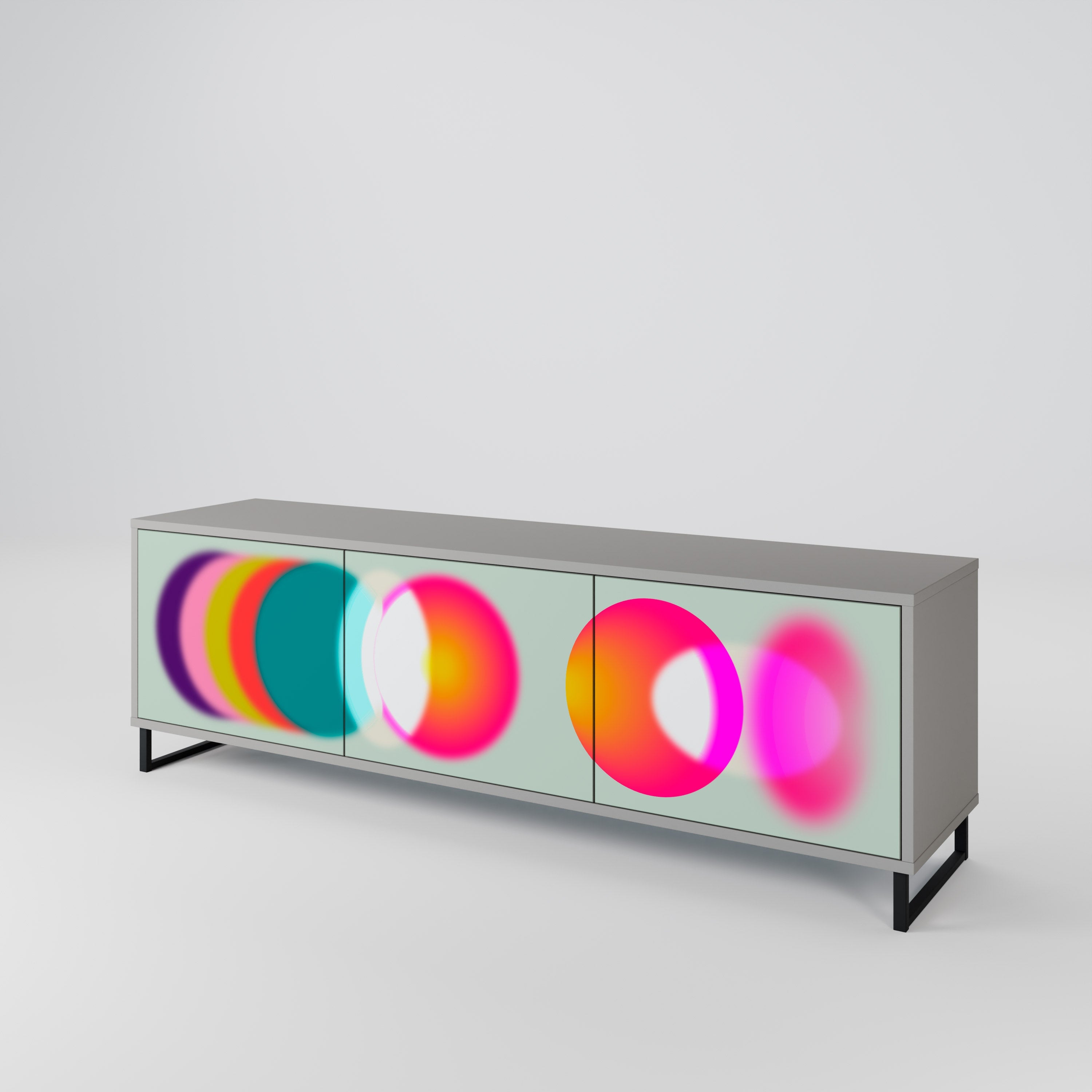 Meuble TV 3 portes SYMPHONY OF COLORS, finition grise