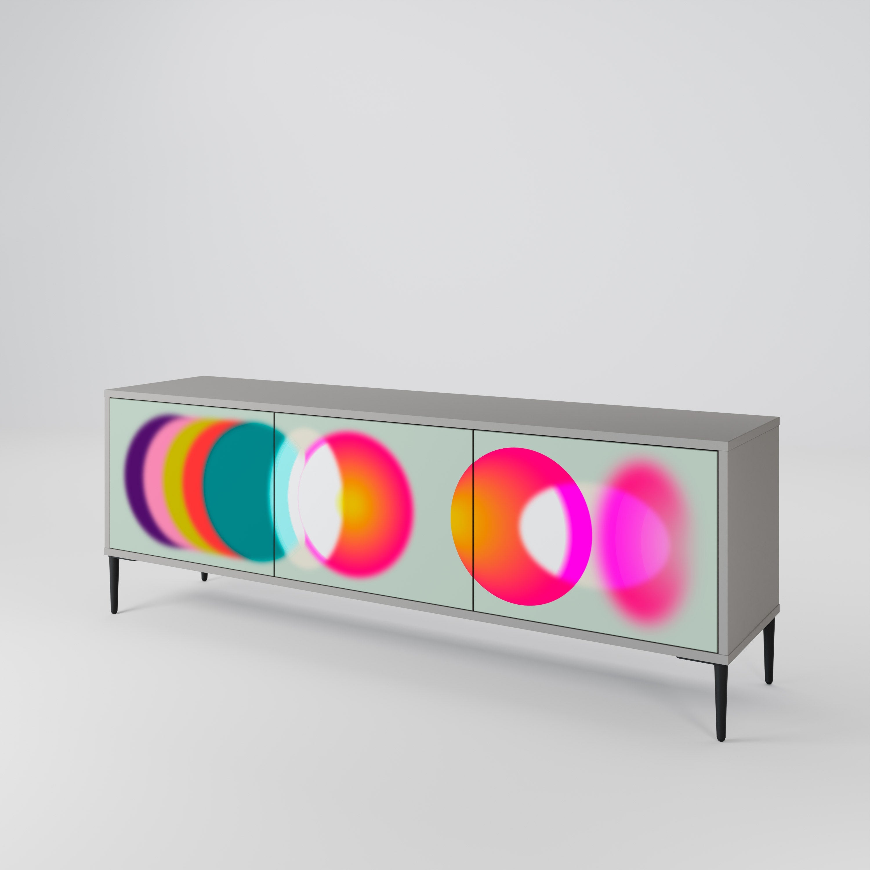 Meuble TV 3 portes SYMPHONY OF COLORS, finition grise