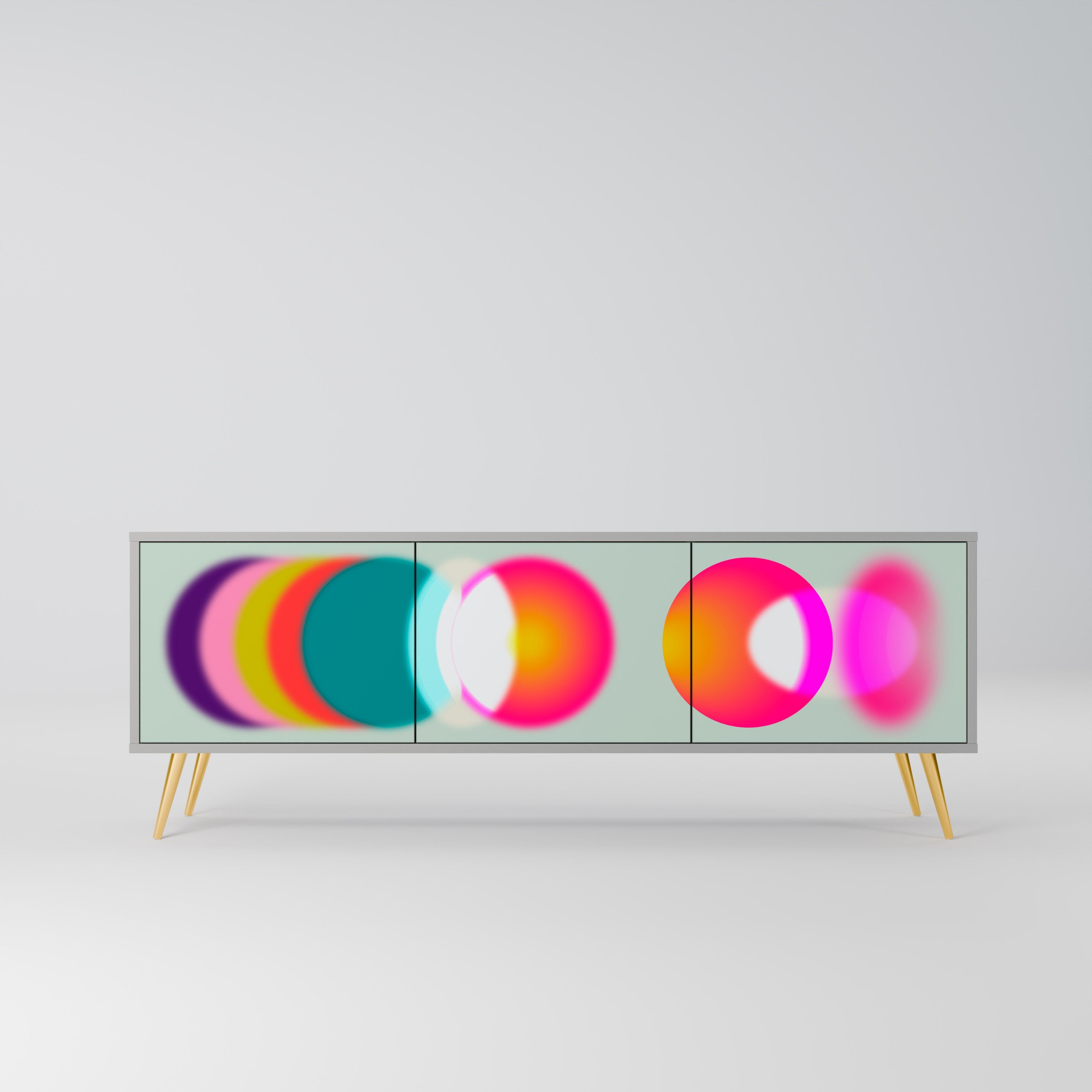 Meuble TV 3 portes SYMPHONY OF COLORS, finition grise