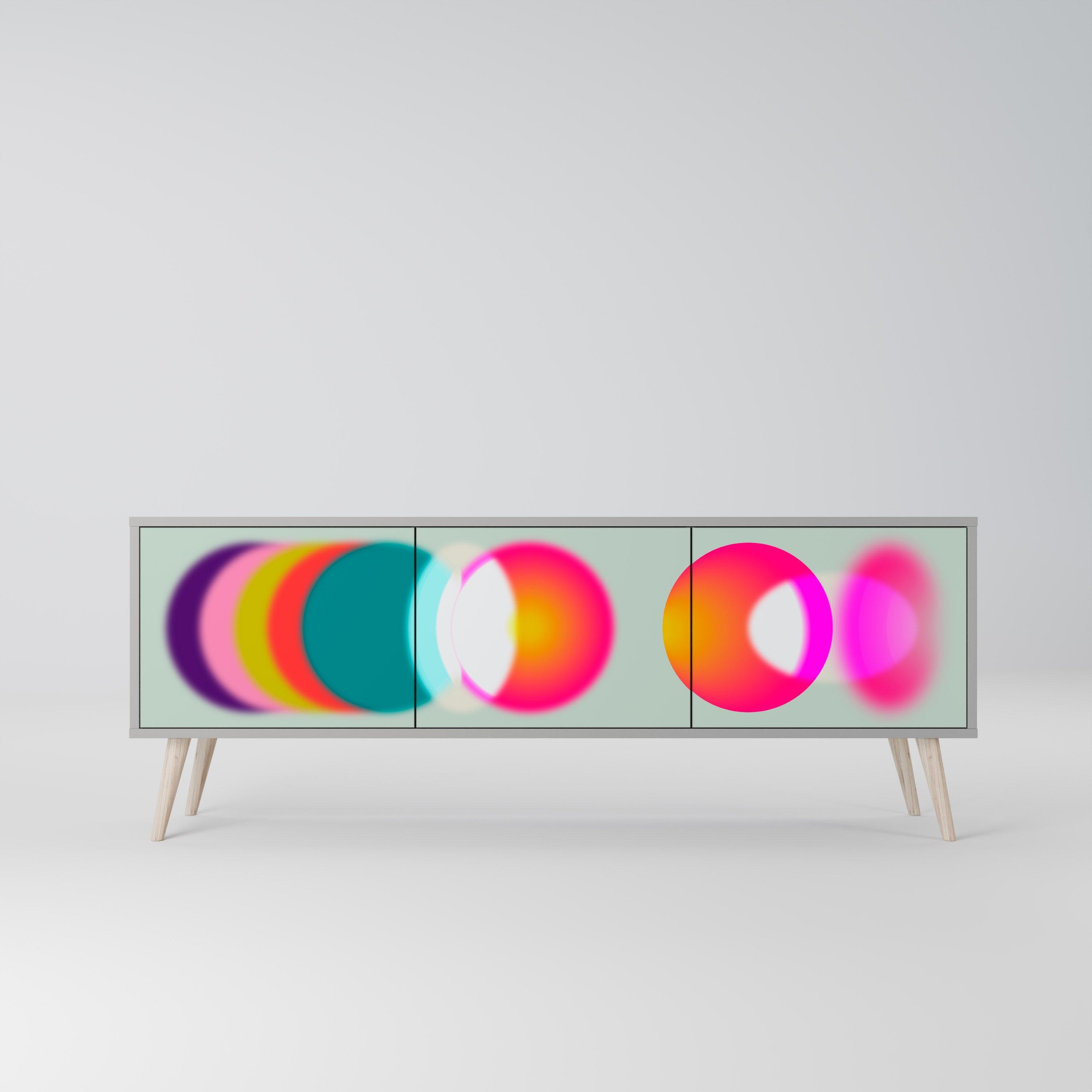 Meuble TV 3 portes SYMPHONY OF COLORS, finition grise