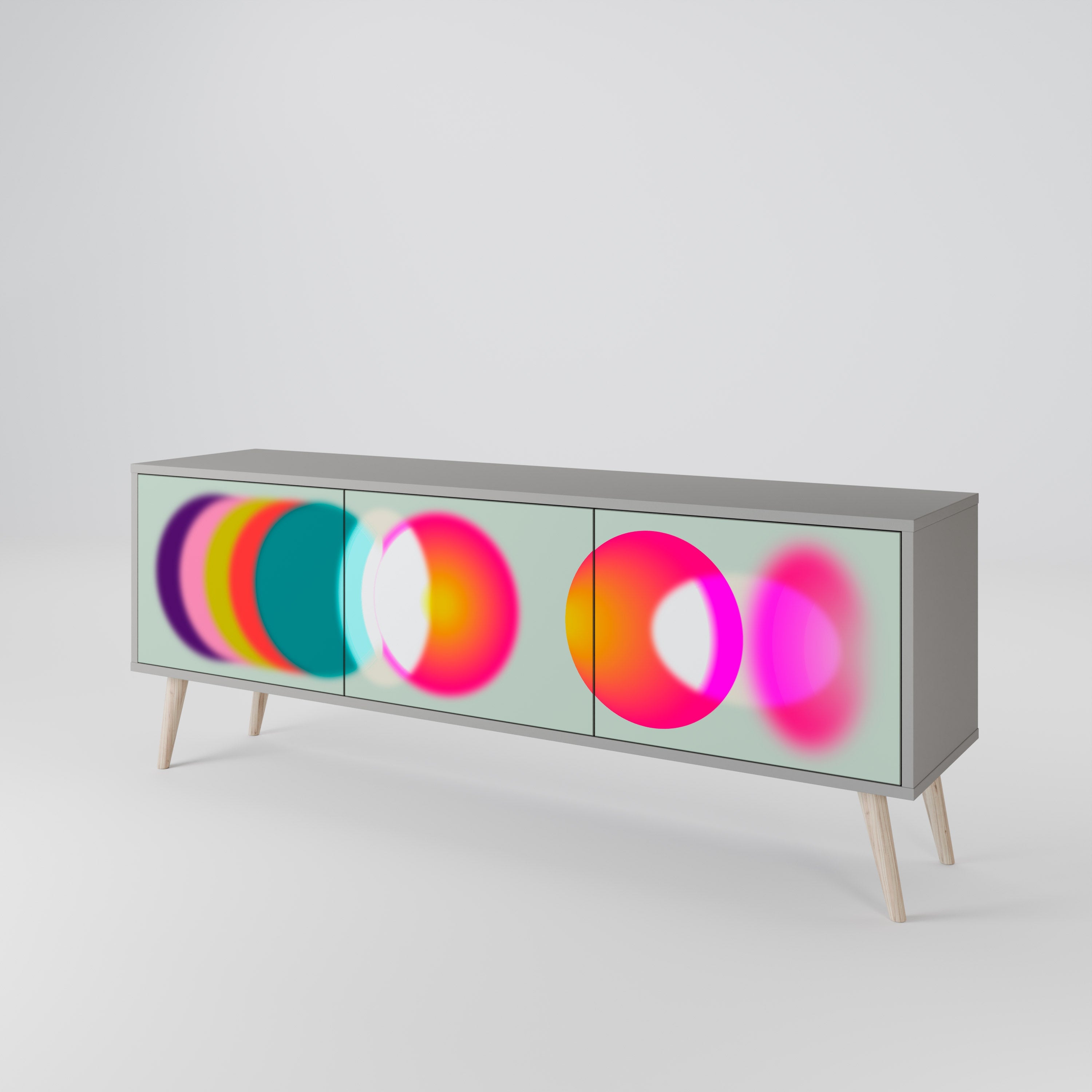 Meuble TV 3 portes SYMPHONY OF COLORS, finition grise