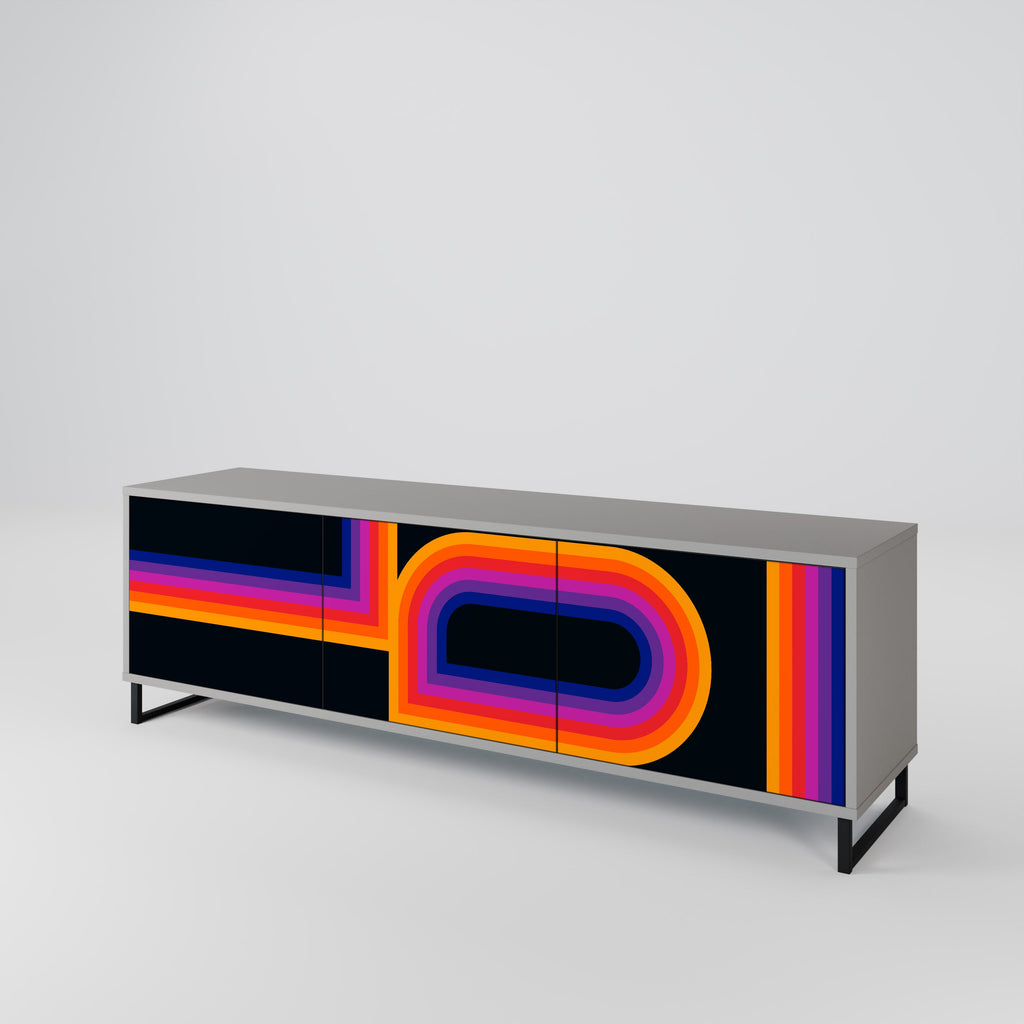 Meuble TV 3 portes BLINDED BY THE LIGHTS, finition grise