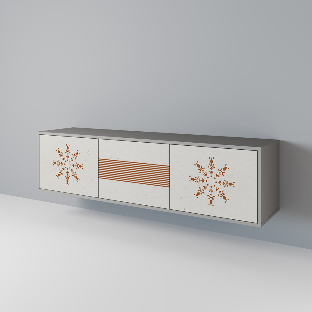 Meuble TV 3 portes DAILY HARMONY finition grise