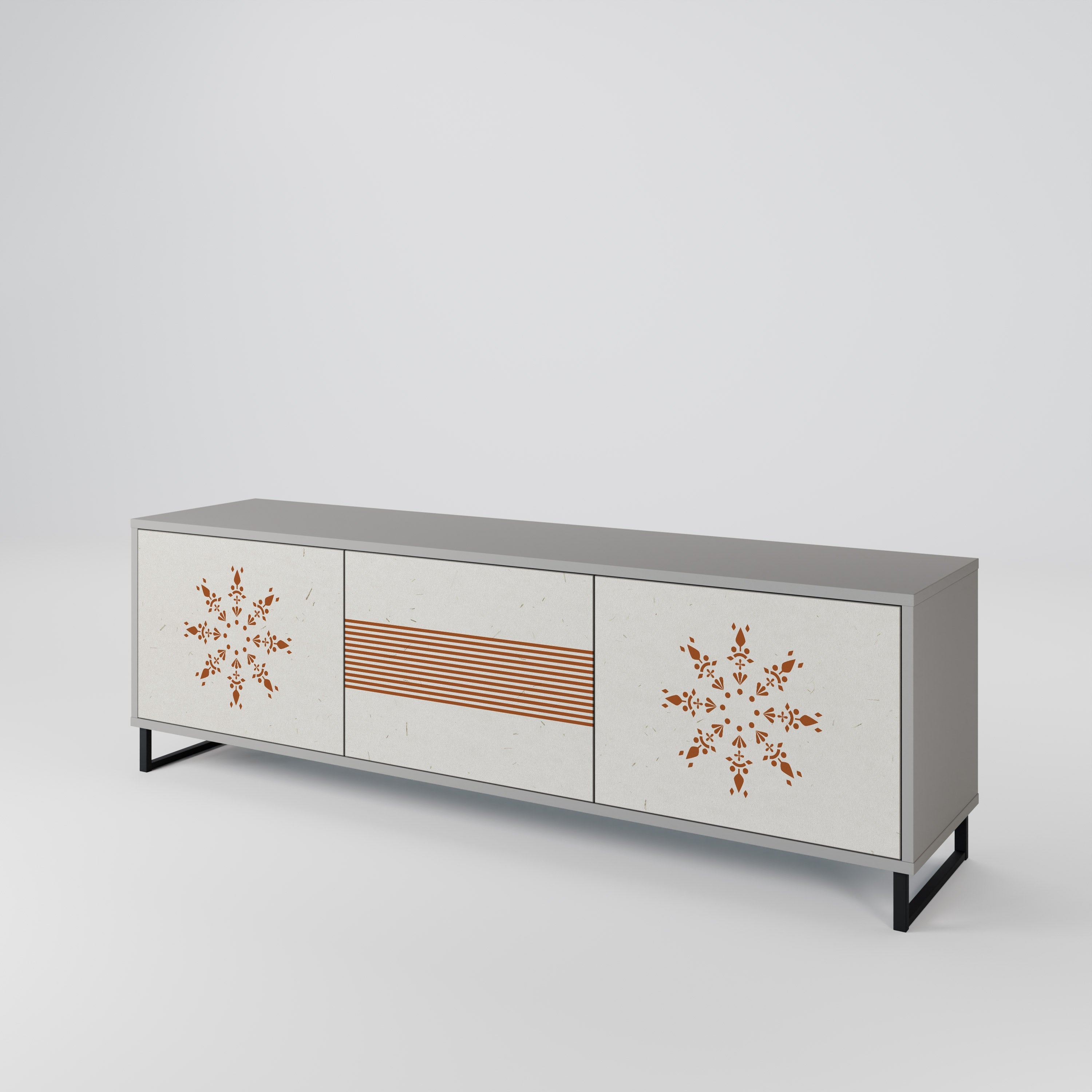 Meuble TV 3 portes DAILY HARMONY finition grise