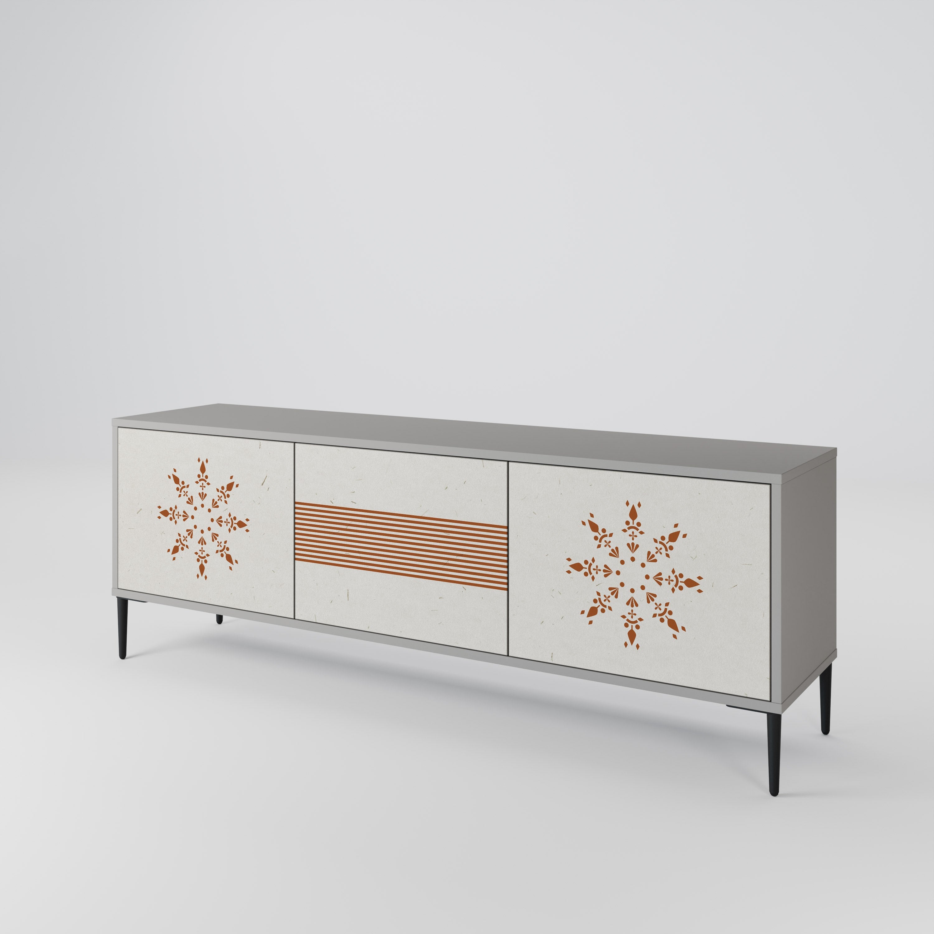 Meuble TV 3 portes DAILY HARMONY finition grise