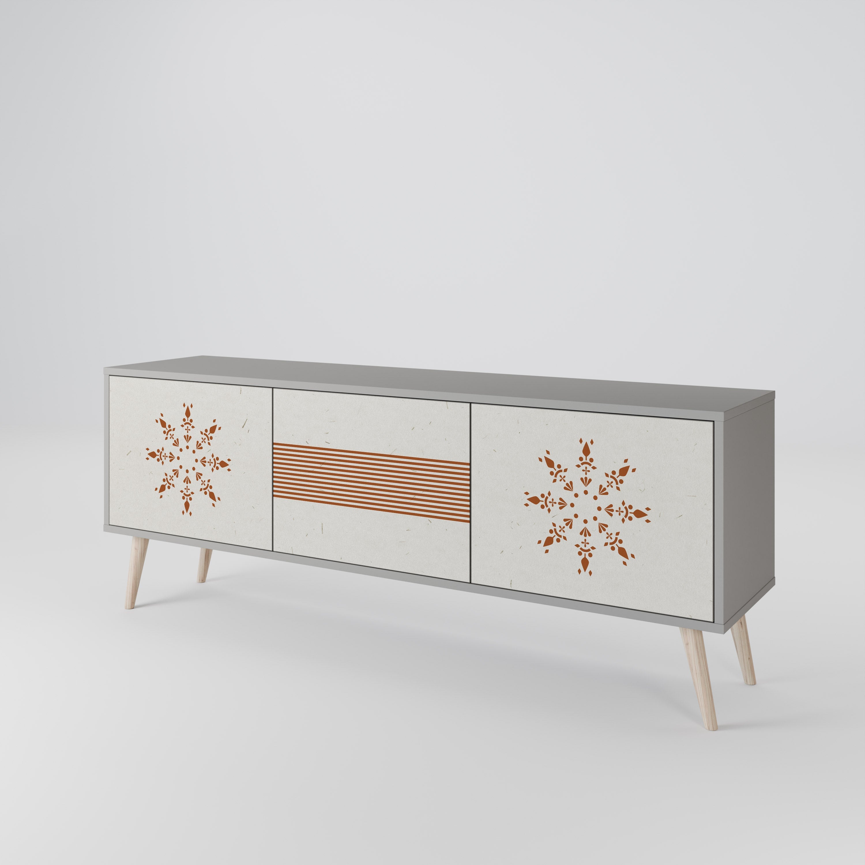 Meuble TV 3 portes DAILY HARMONY finition grise