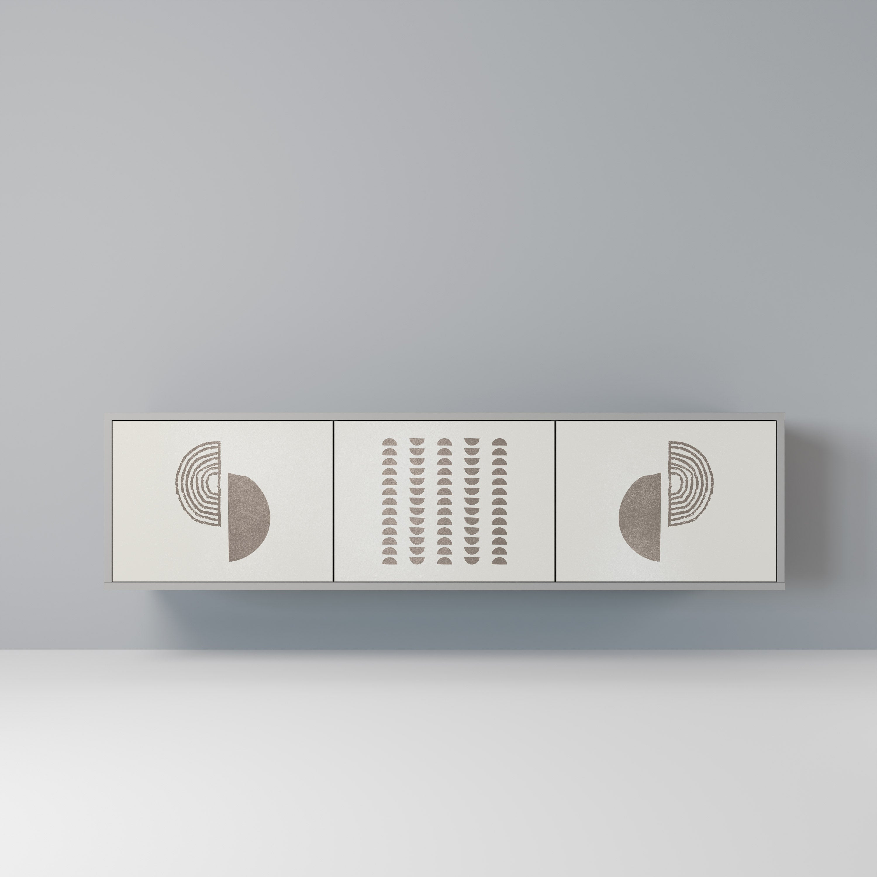 Meuble TV 3 portes HARMONY ESSENCE, finition grise