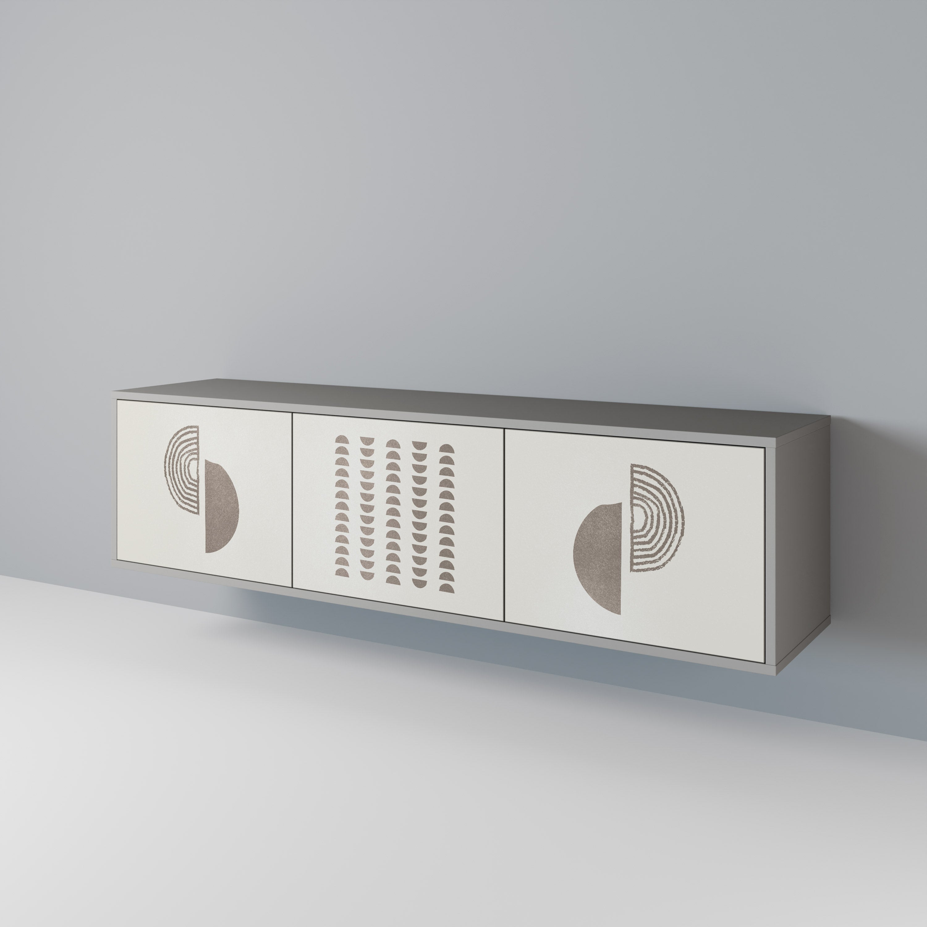 Meuble TV 3 portes HARMONY ESSENCE, finition grise