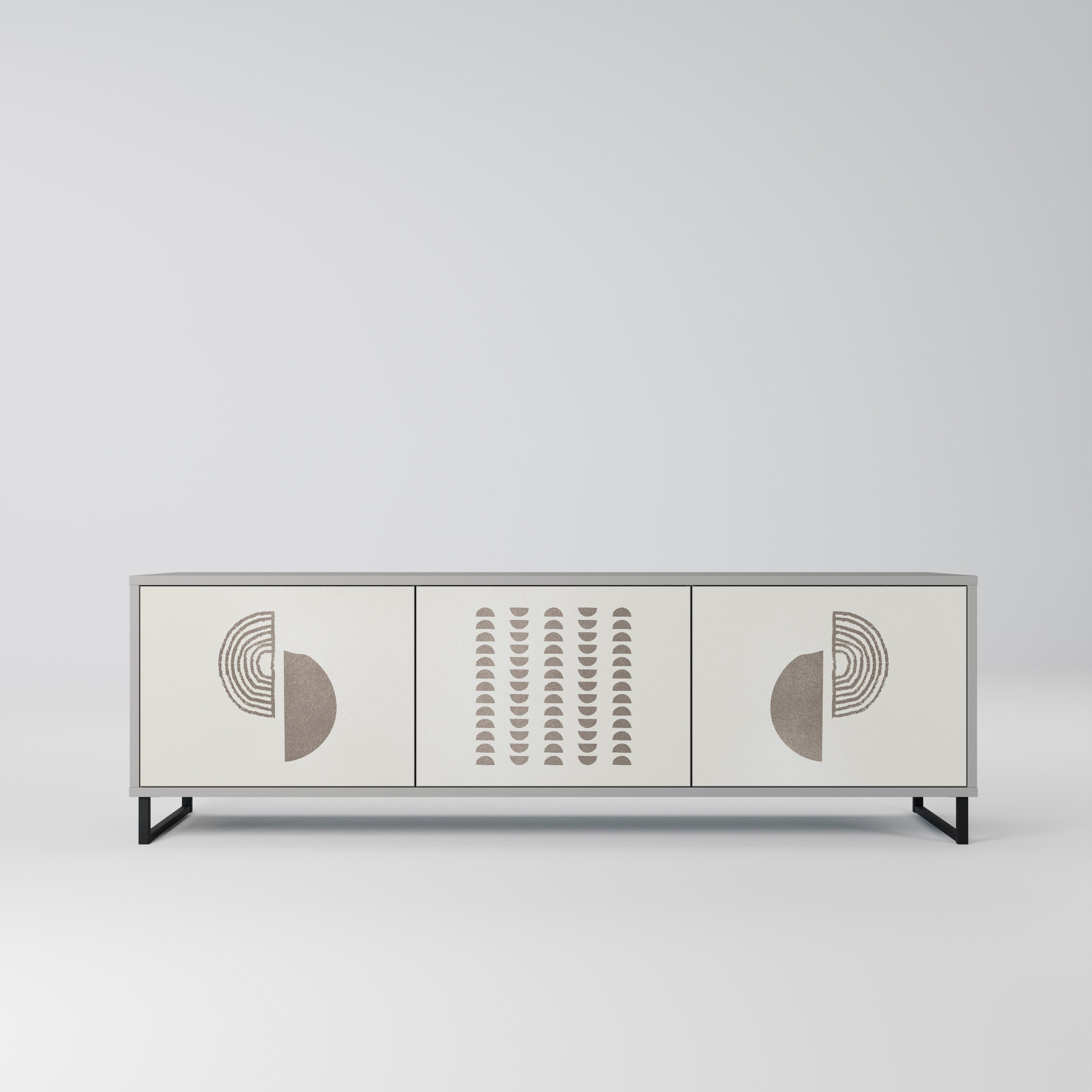 Meuble TV 3 portes HARMONY ESSENCE, finition grise