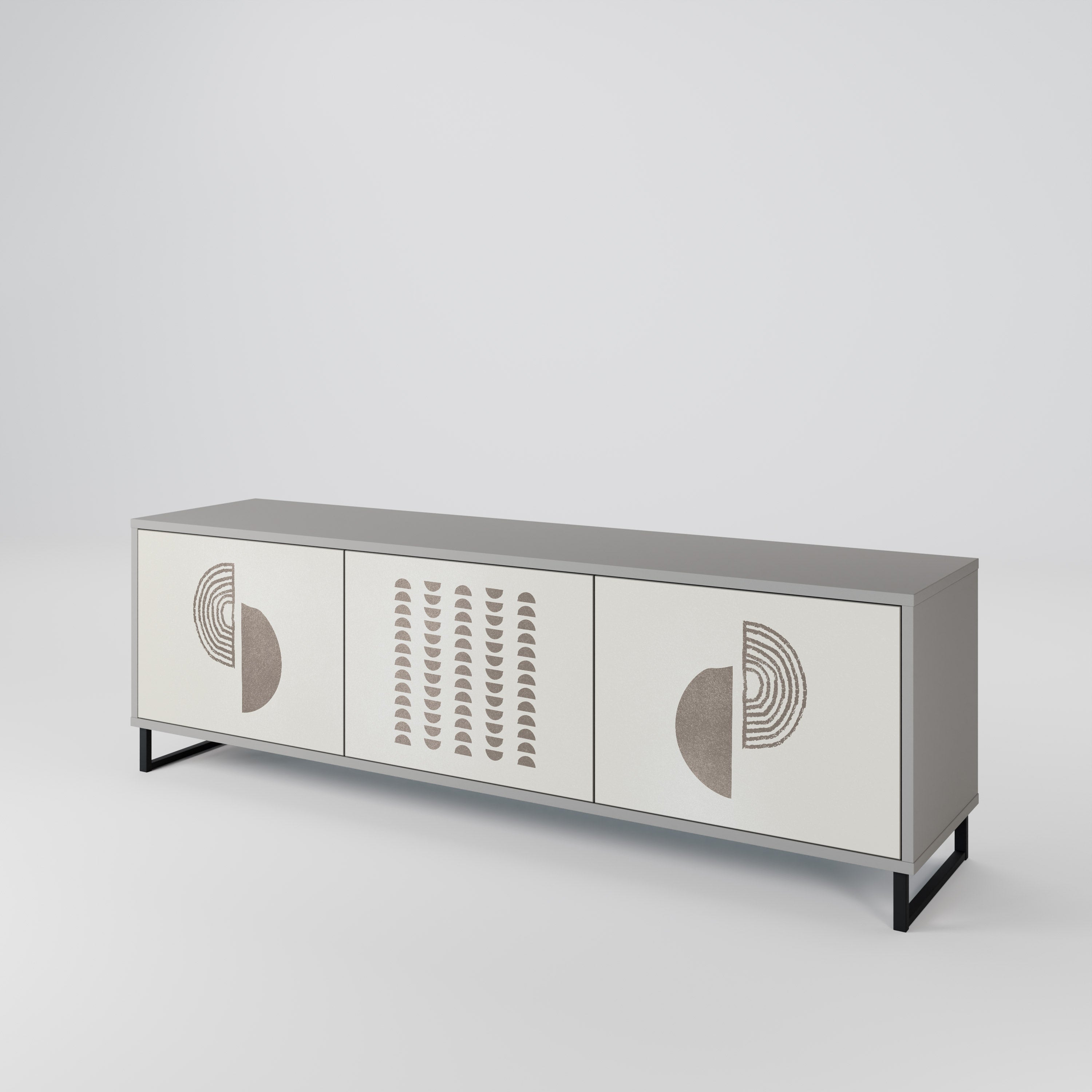 Meuble TV 3 portes HARMONY ESSENCE, finition grise