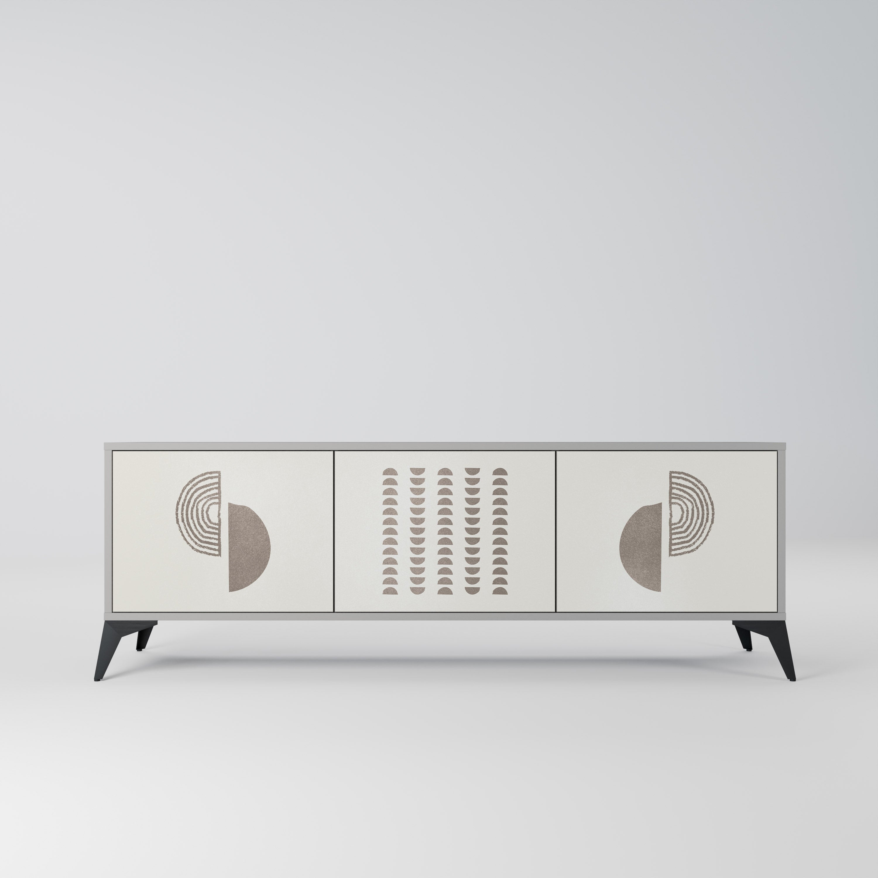 Meuble TV 3 portes HARMONY ESSENCE, finition grise