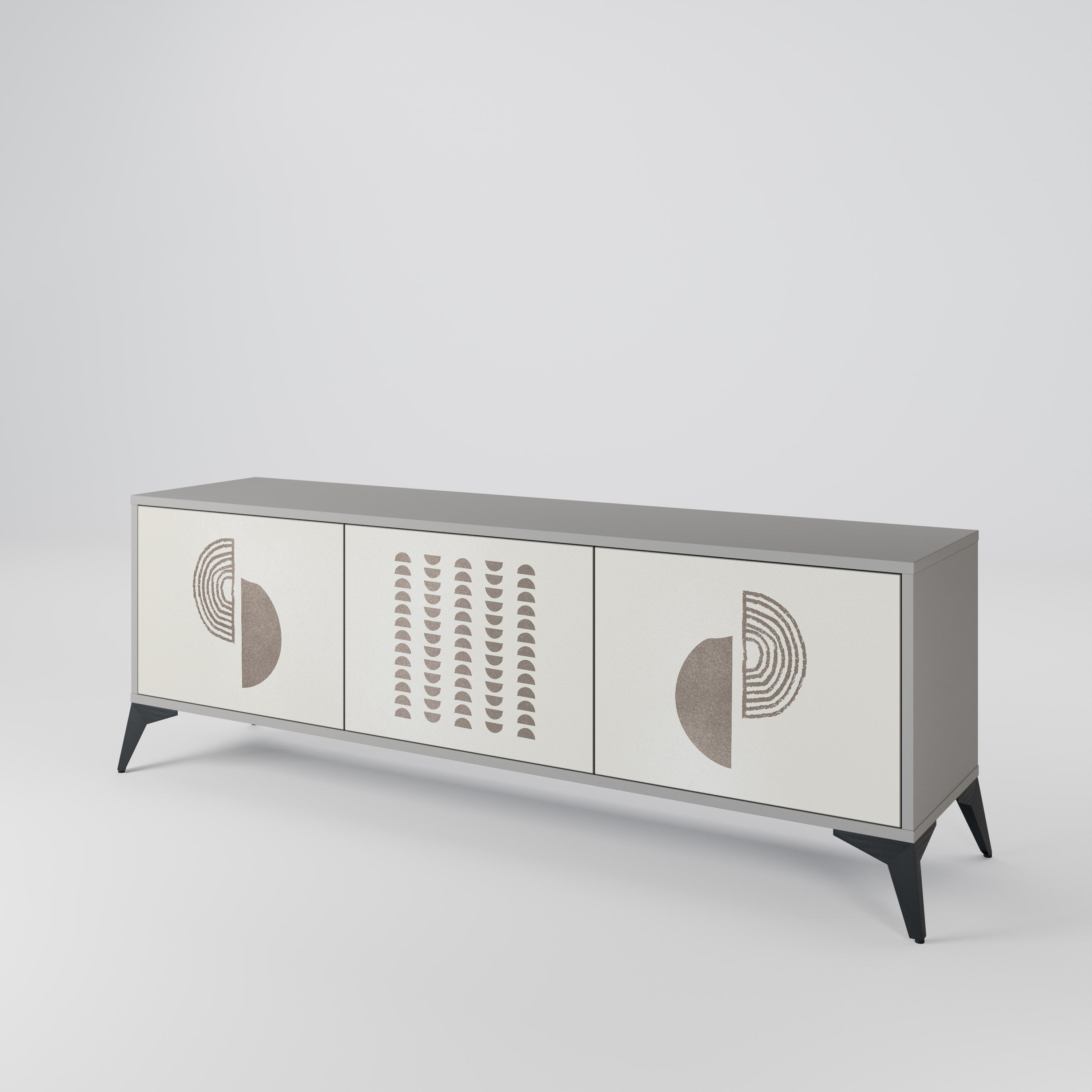 Meuble TV 3 portes HARMONY ESSENCE, finition grise