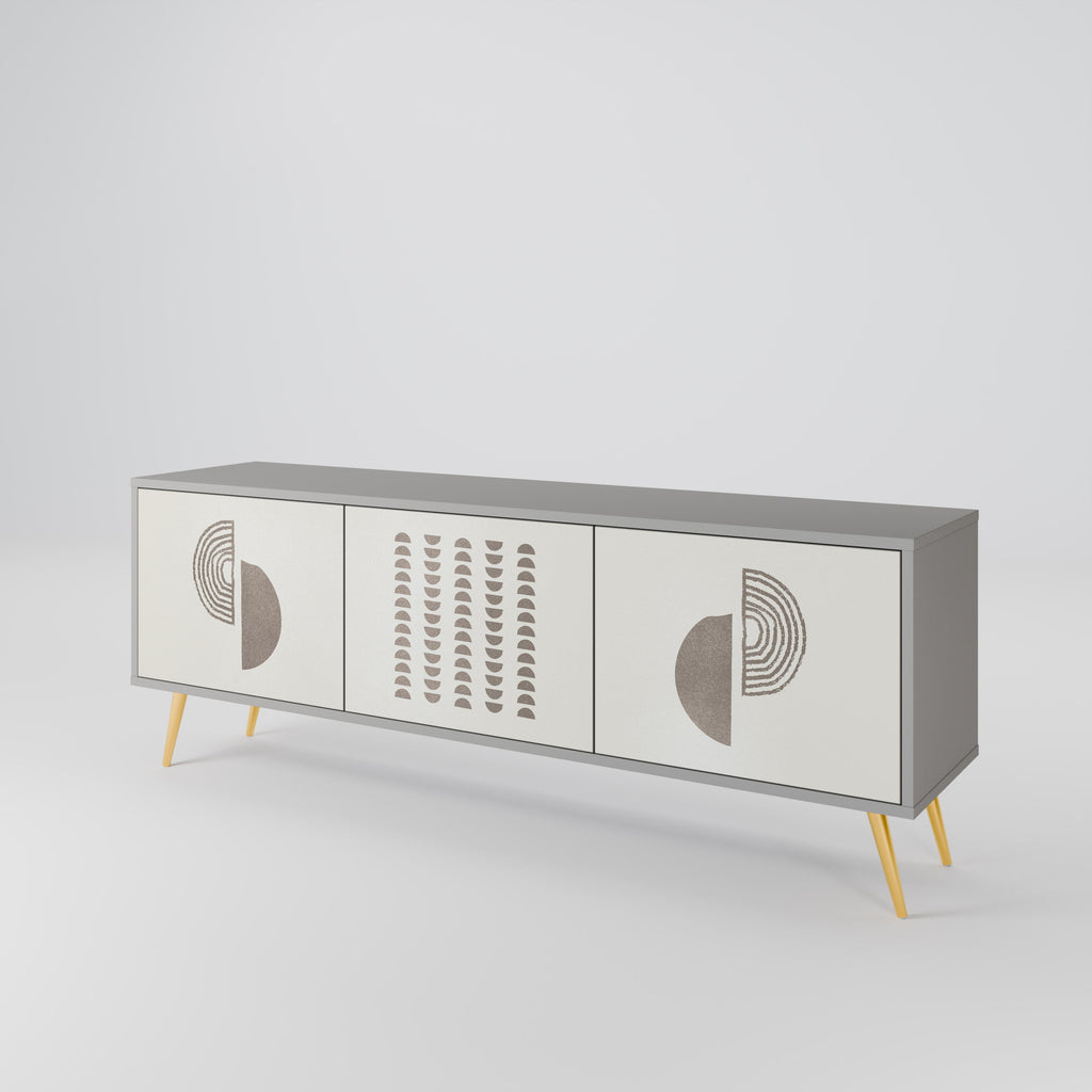 Meuble TV 3 portes HARMONY ESSENCE, finition grise