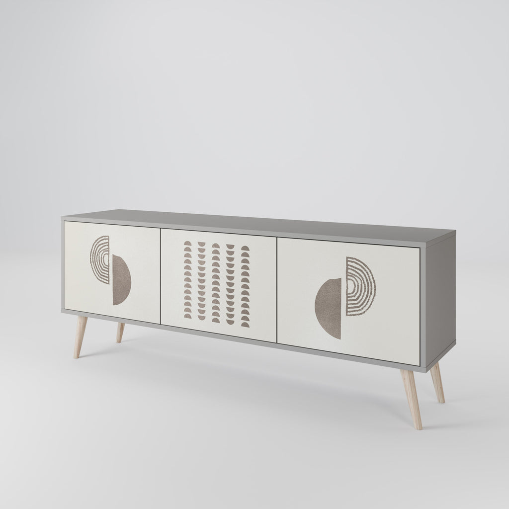 Meuble TV 3 portes HARMONY ESSENCE, finition grise