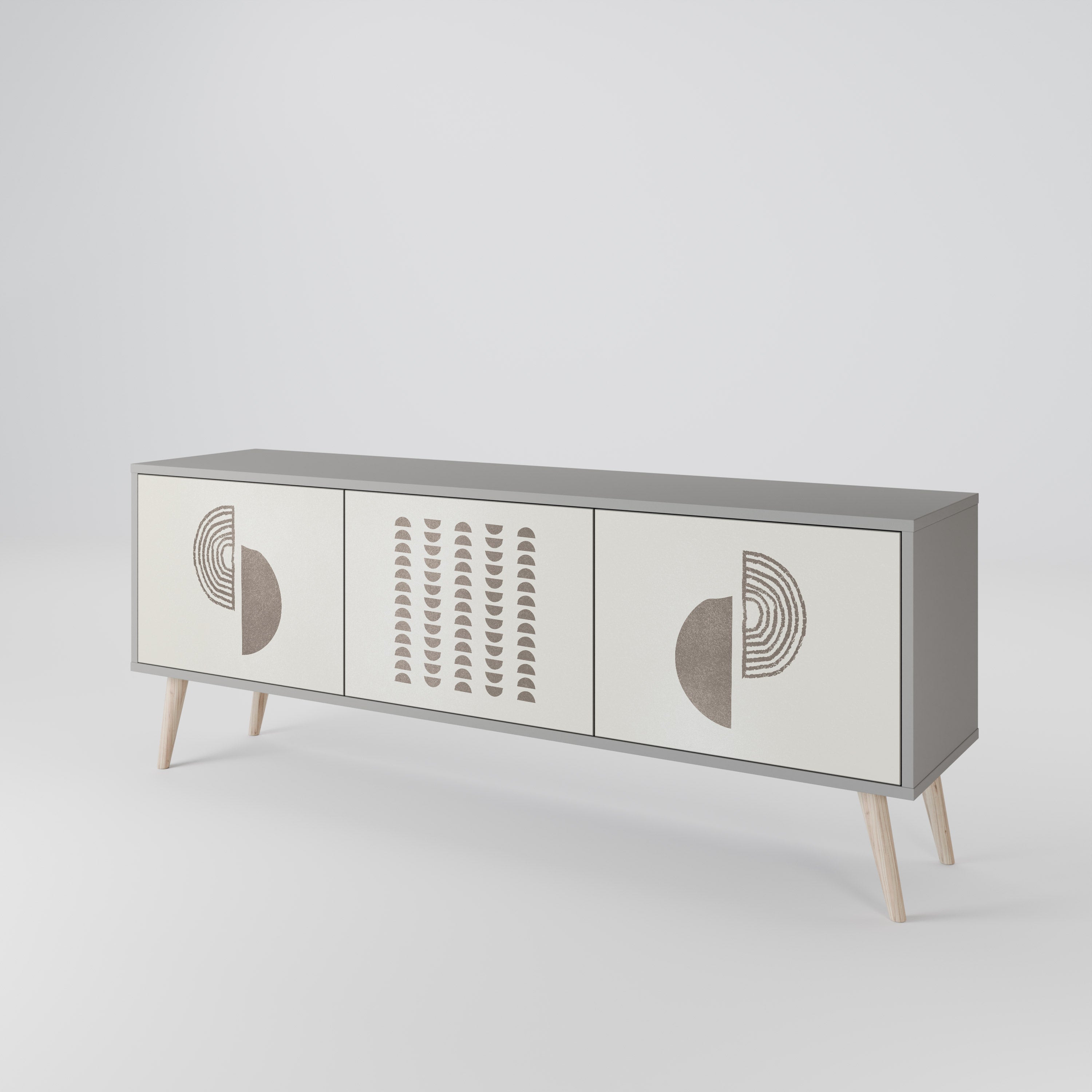 Meuble TV 3 portes HARMONY ESSENCE, finition grise