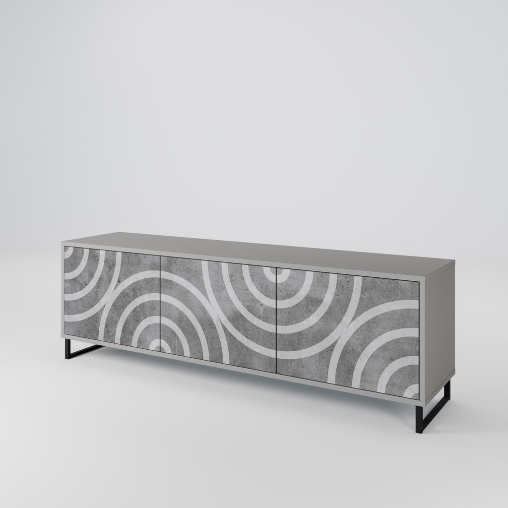 Meuble TV 3 portes CIRCLE CONCRETE en finition grise