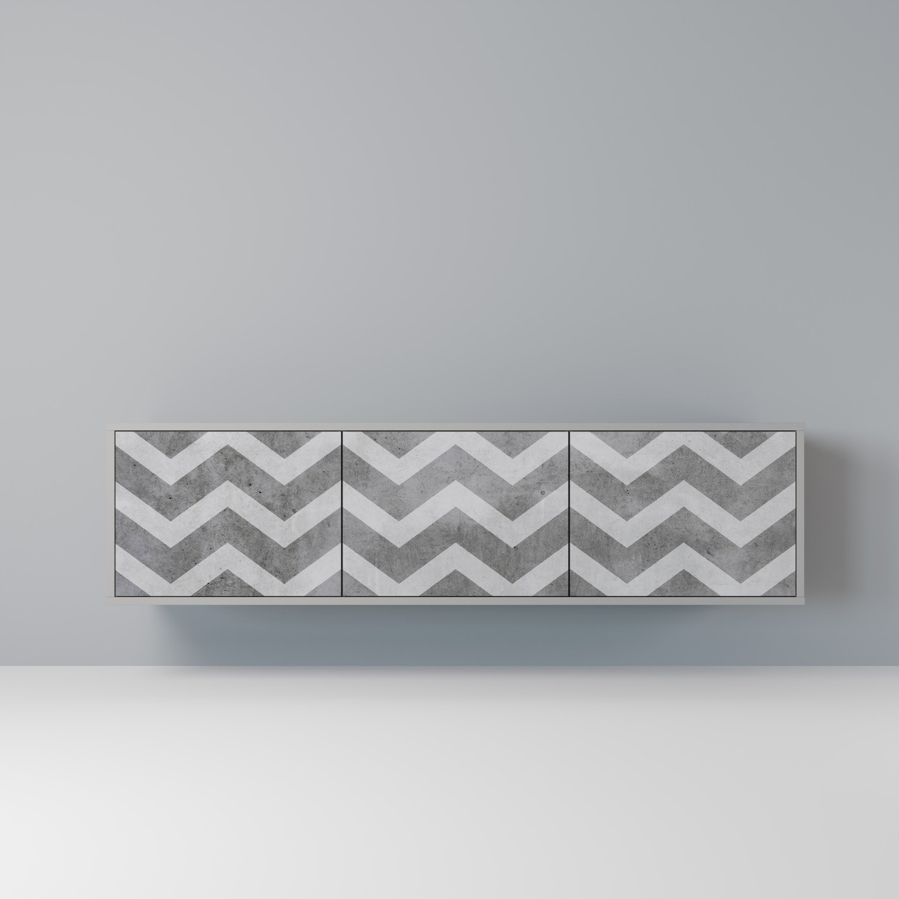 Meuble TV 3 portes TOUGH ZIG ZAG finition grise