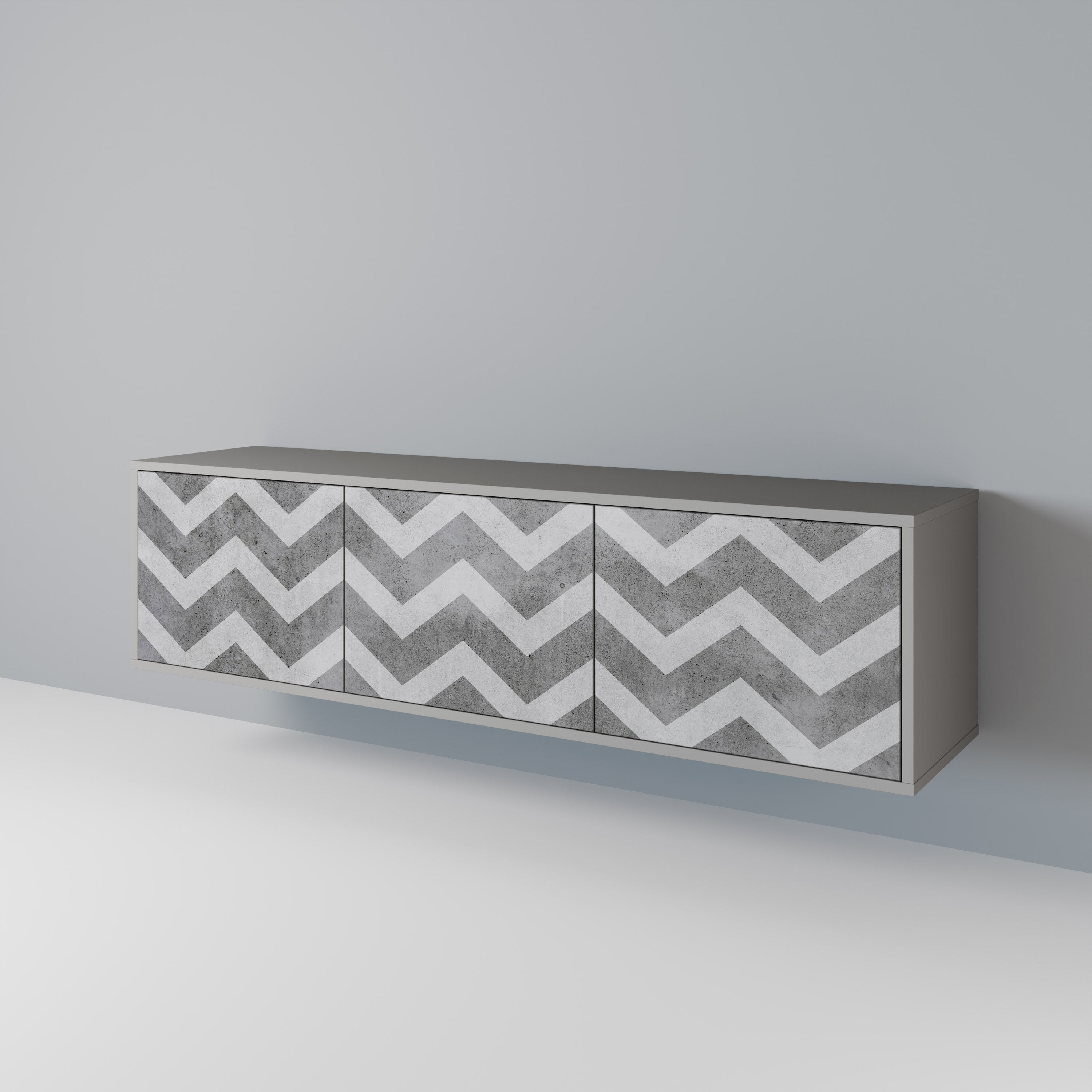 Meuble TV 3 portes TOUGH ZIG ZAG finition grise