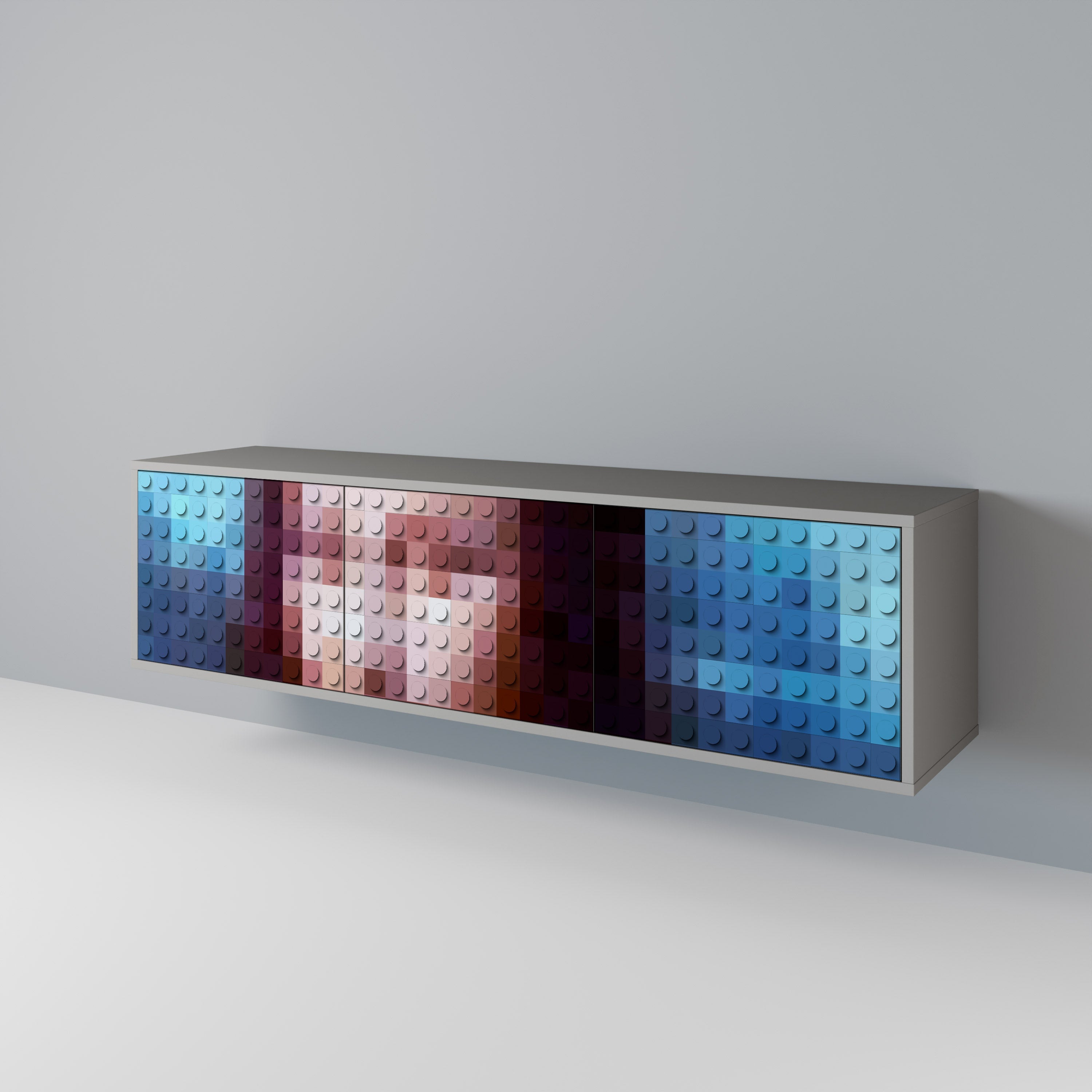 Meuble TV 3 portes CONSTRUCTIVE ART finition grise