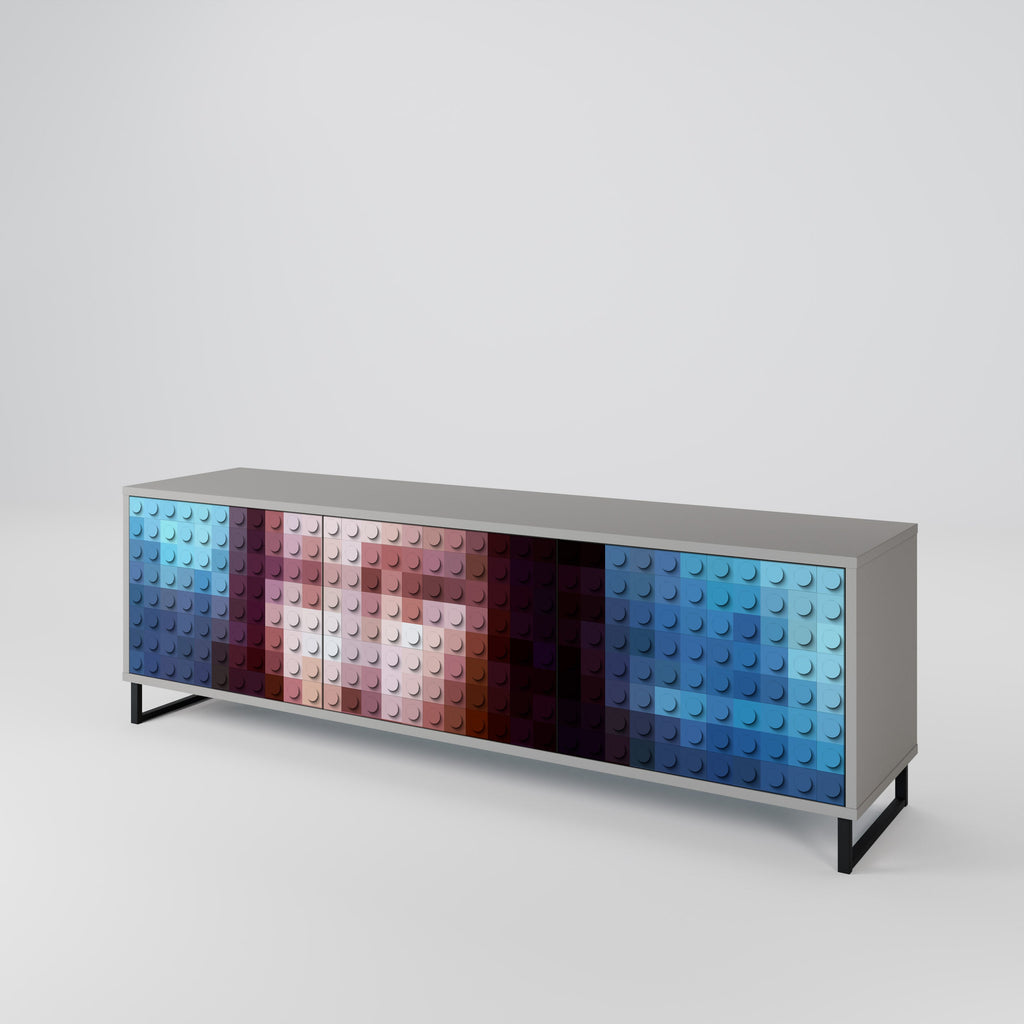 Meuble TV 3 portes CONSTRUCTIVE ART finition grise