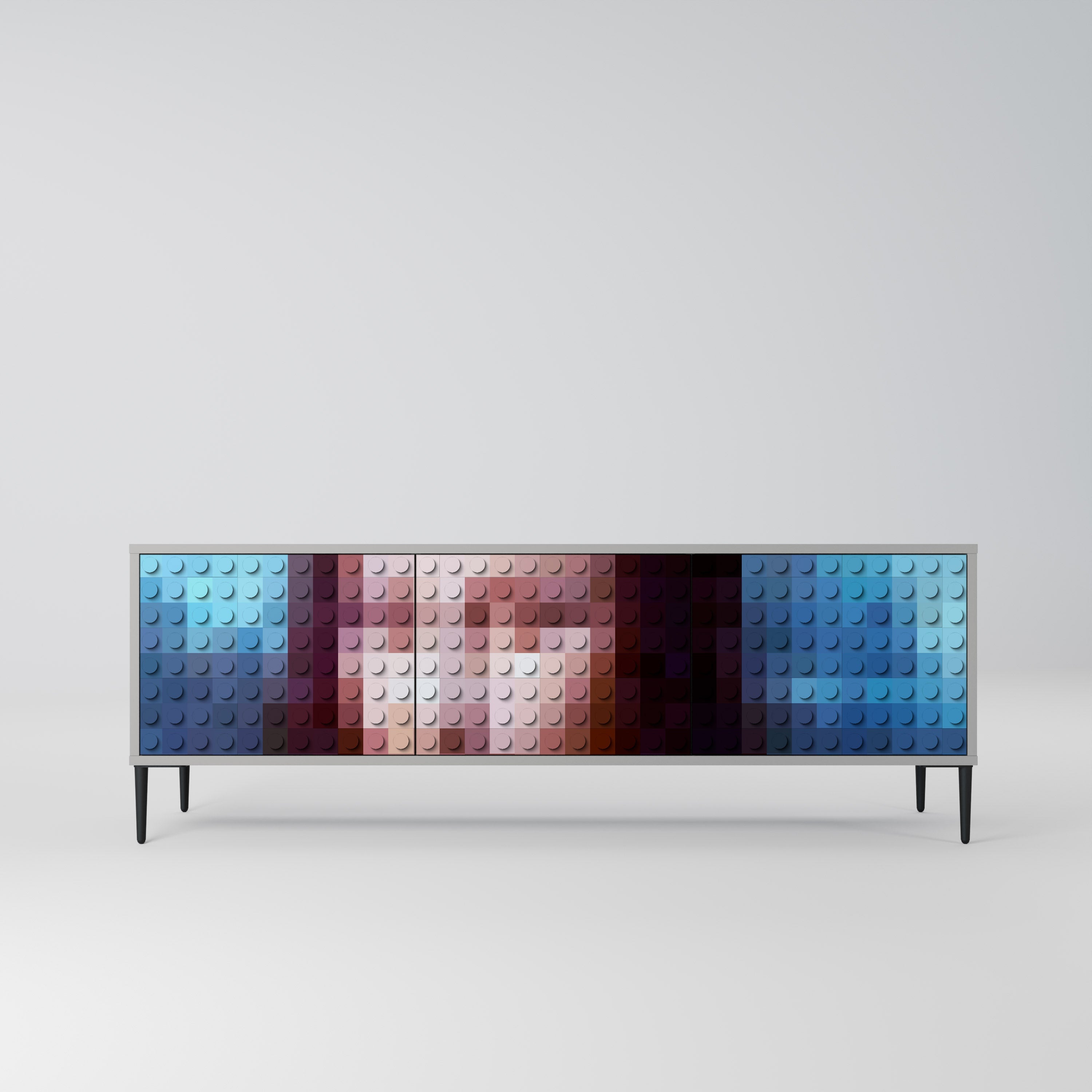 Meuble TV 3 portes CONSTRUCTIVE ART finition grise